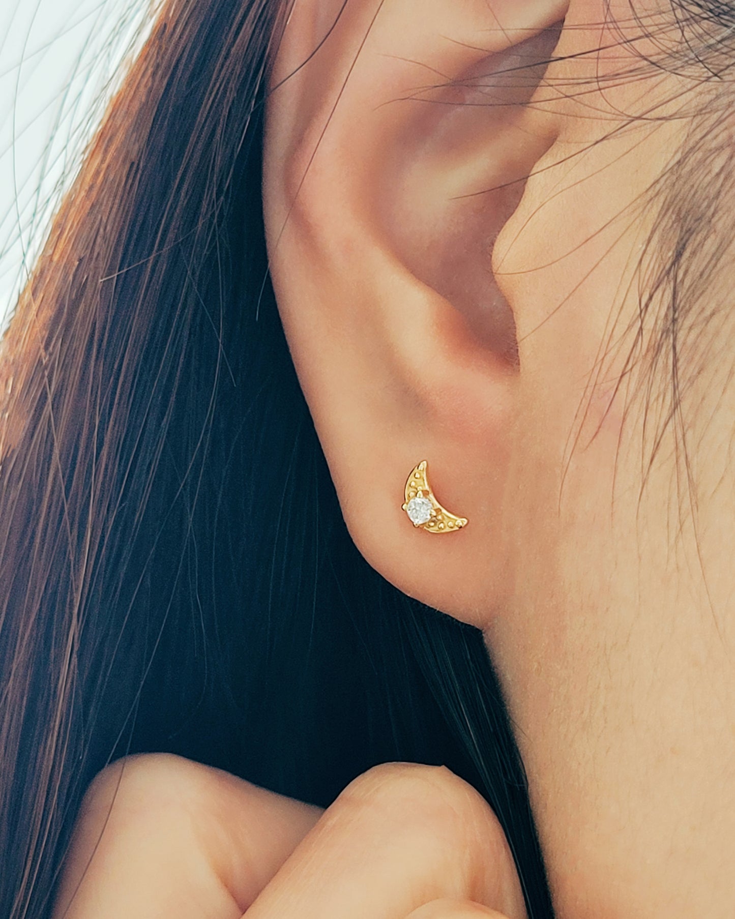Crystal Crescent Earrings