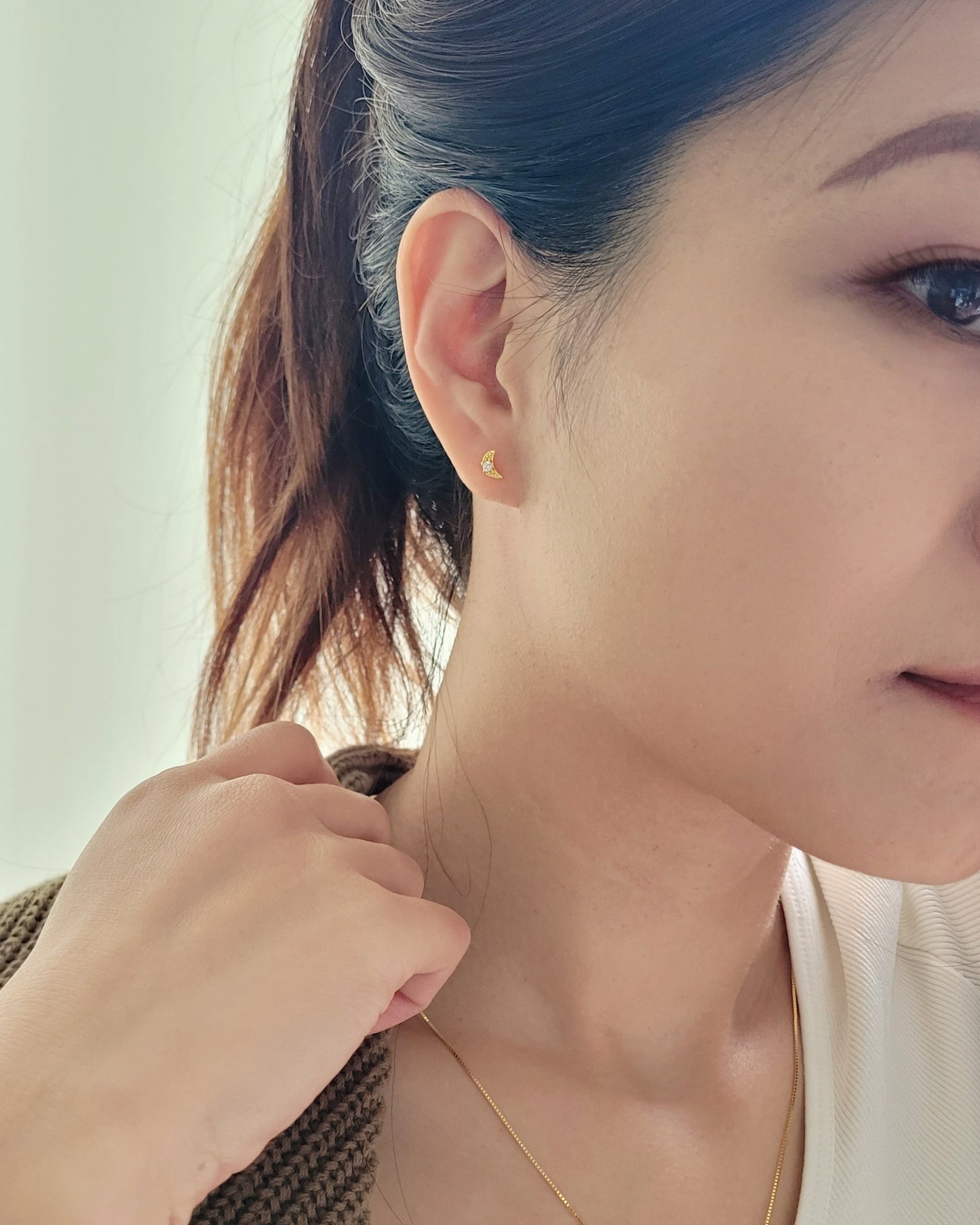 Crystal Crescent Earrings