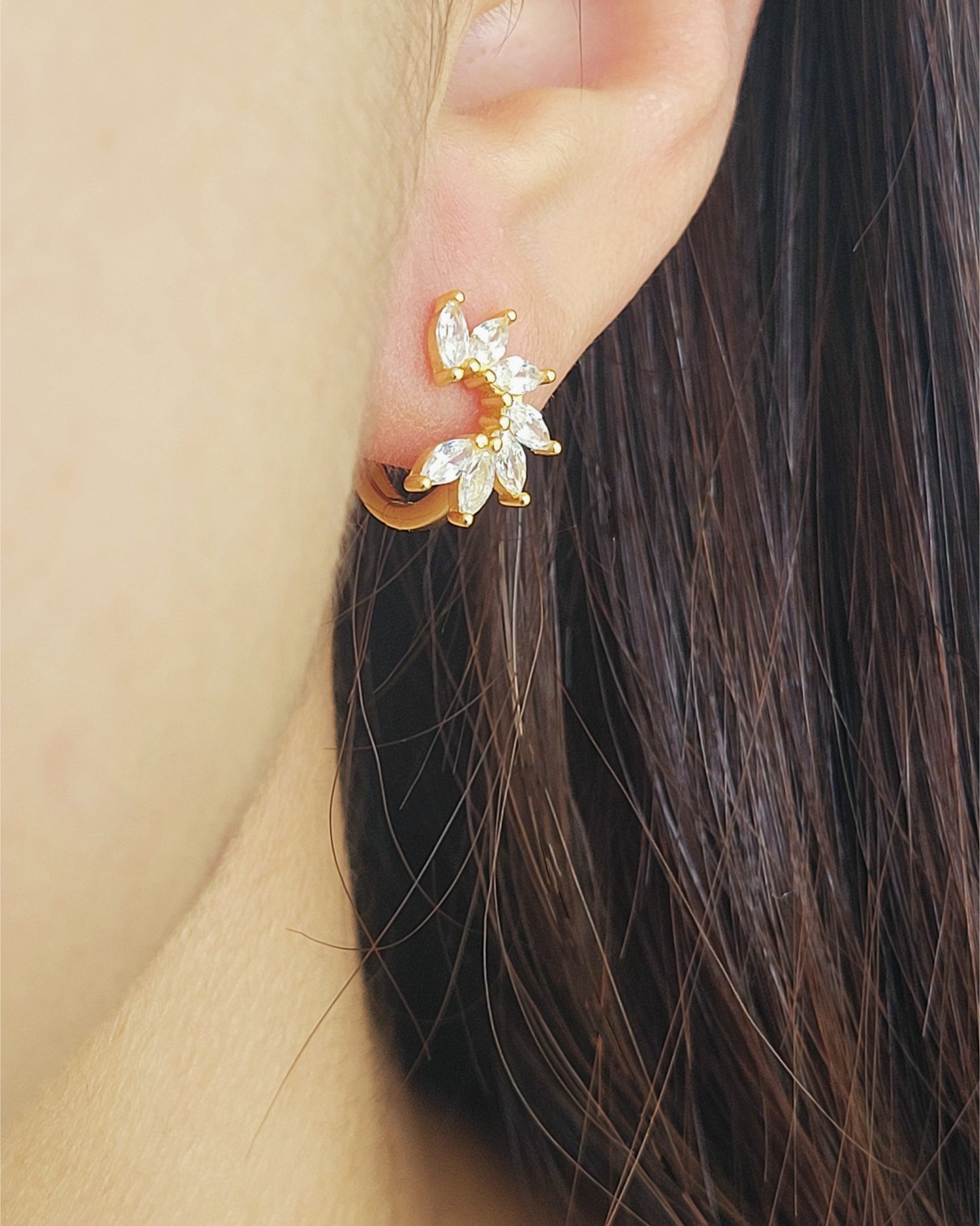 Petal Marquise Huggie Hoops