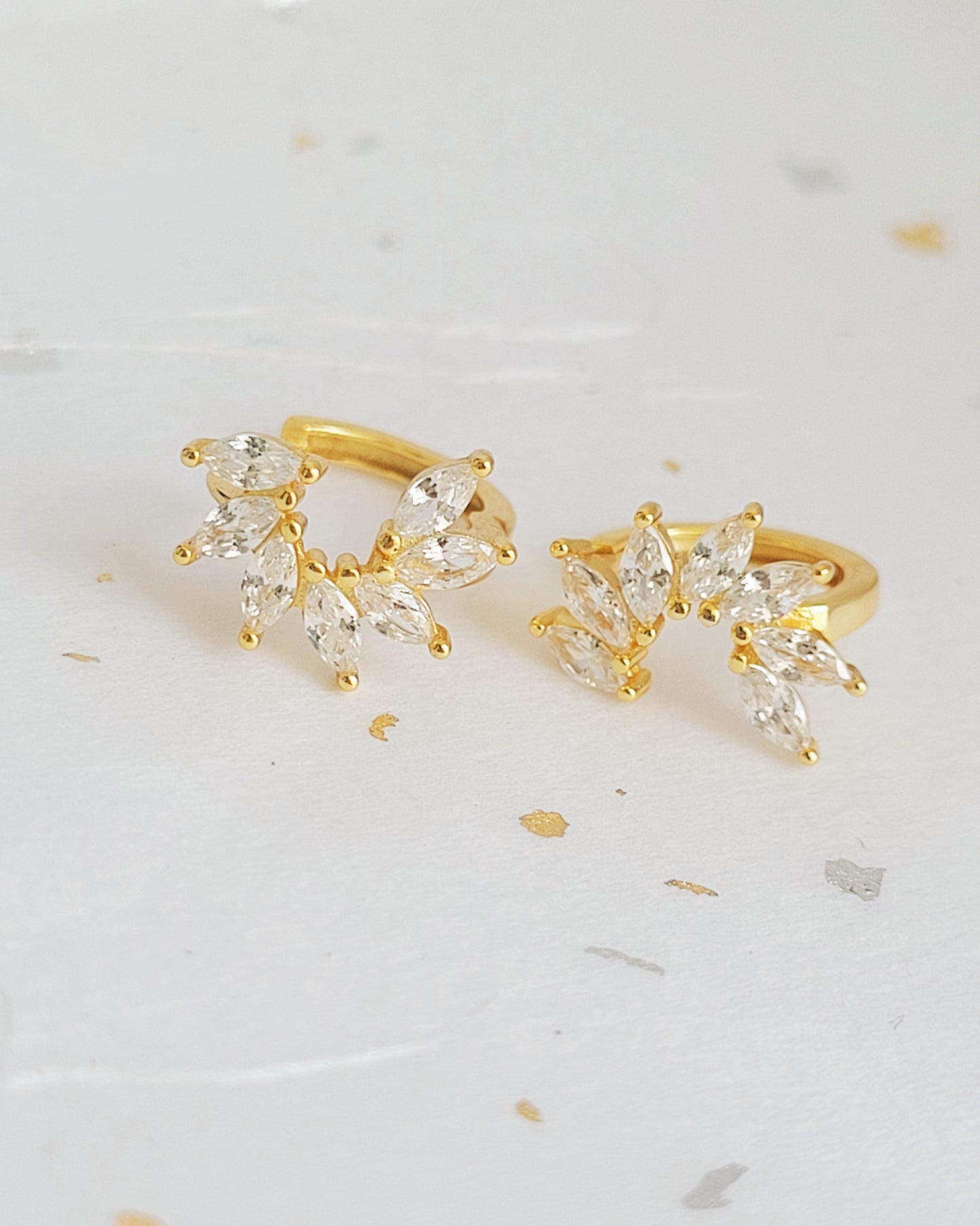 Petal Marquise Huggie Hoops