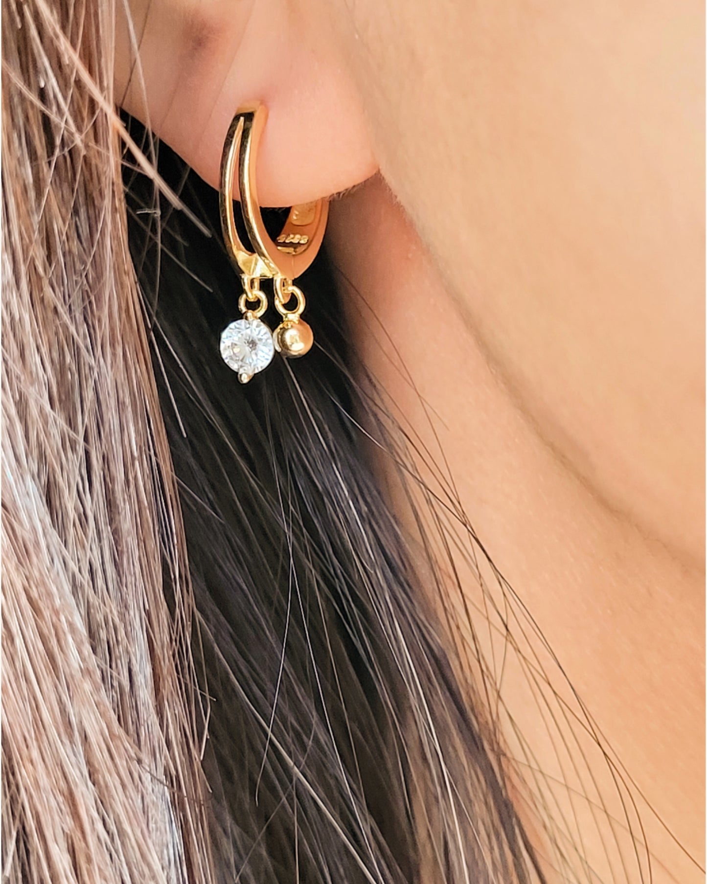 Double Drops Huggie Hoops
