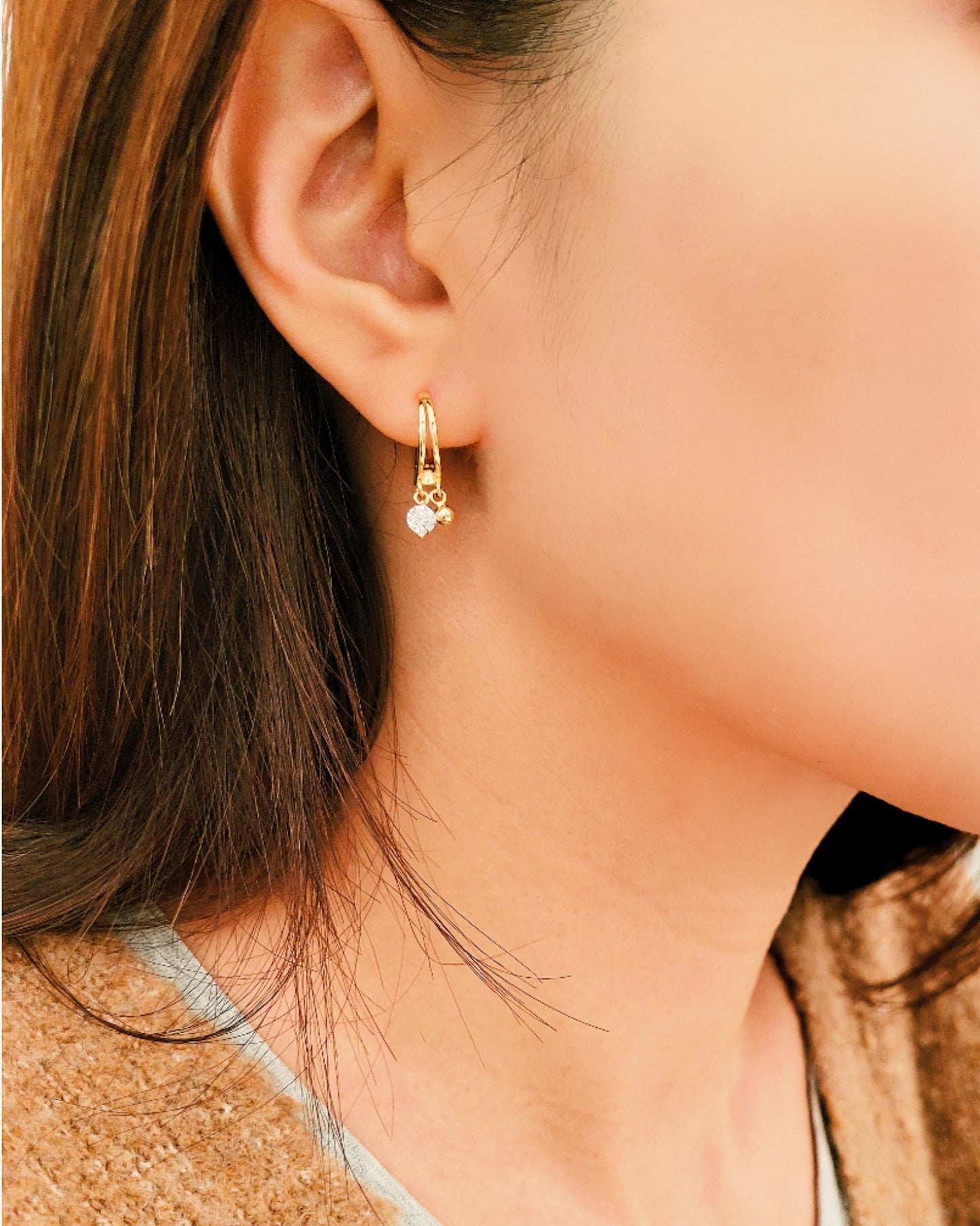 Double Drops Huggie Hoops