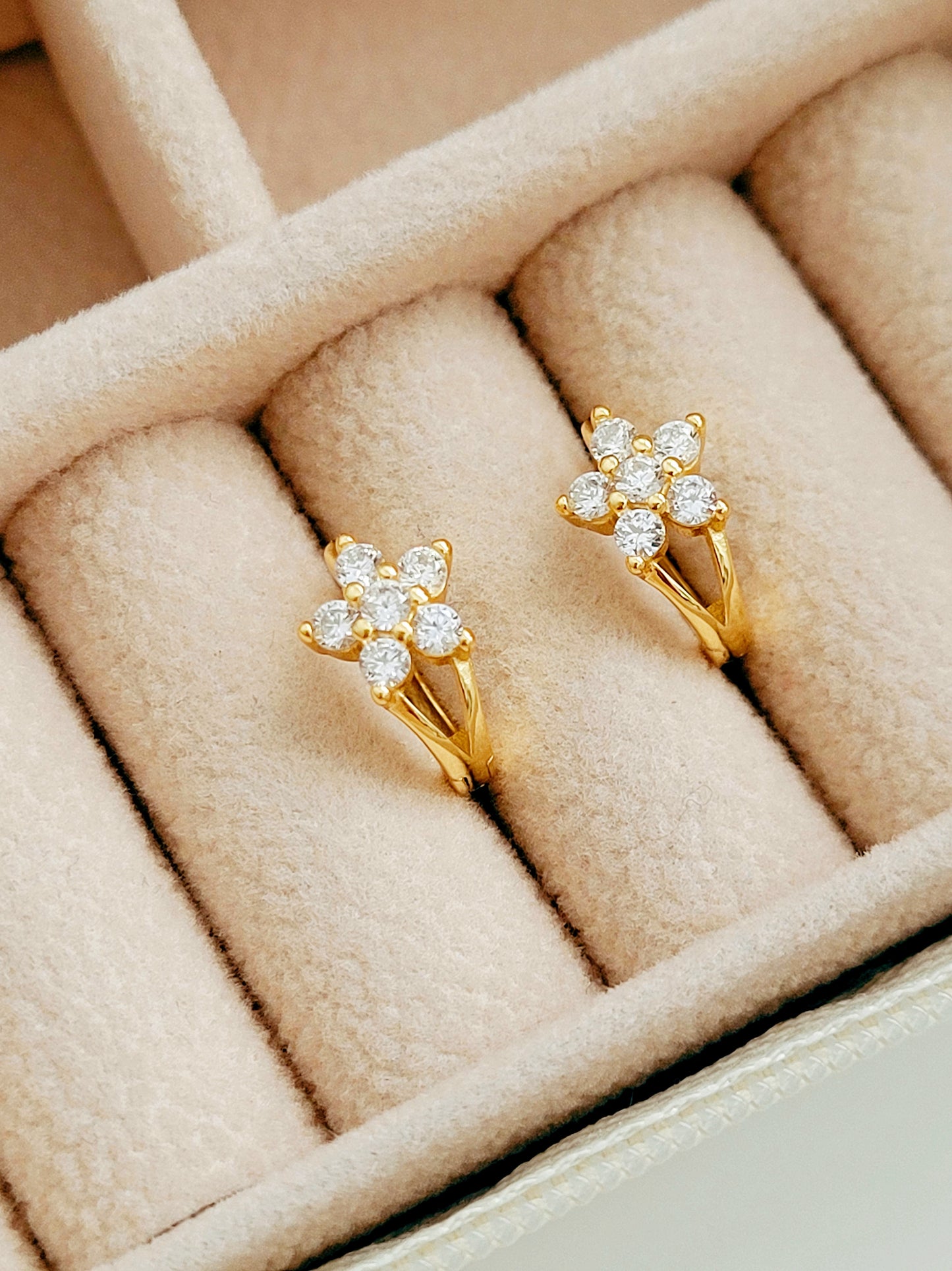 Flower Huggie Hoops