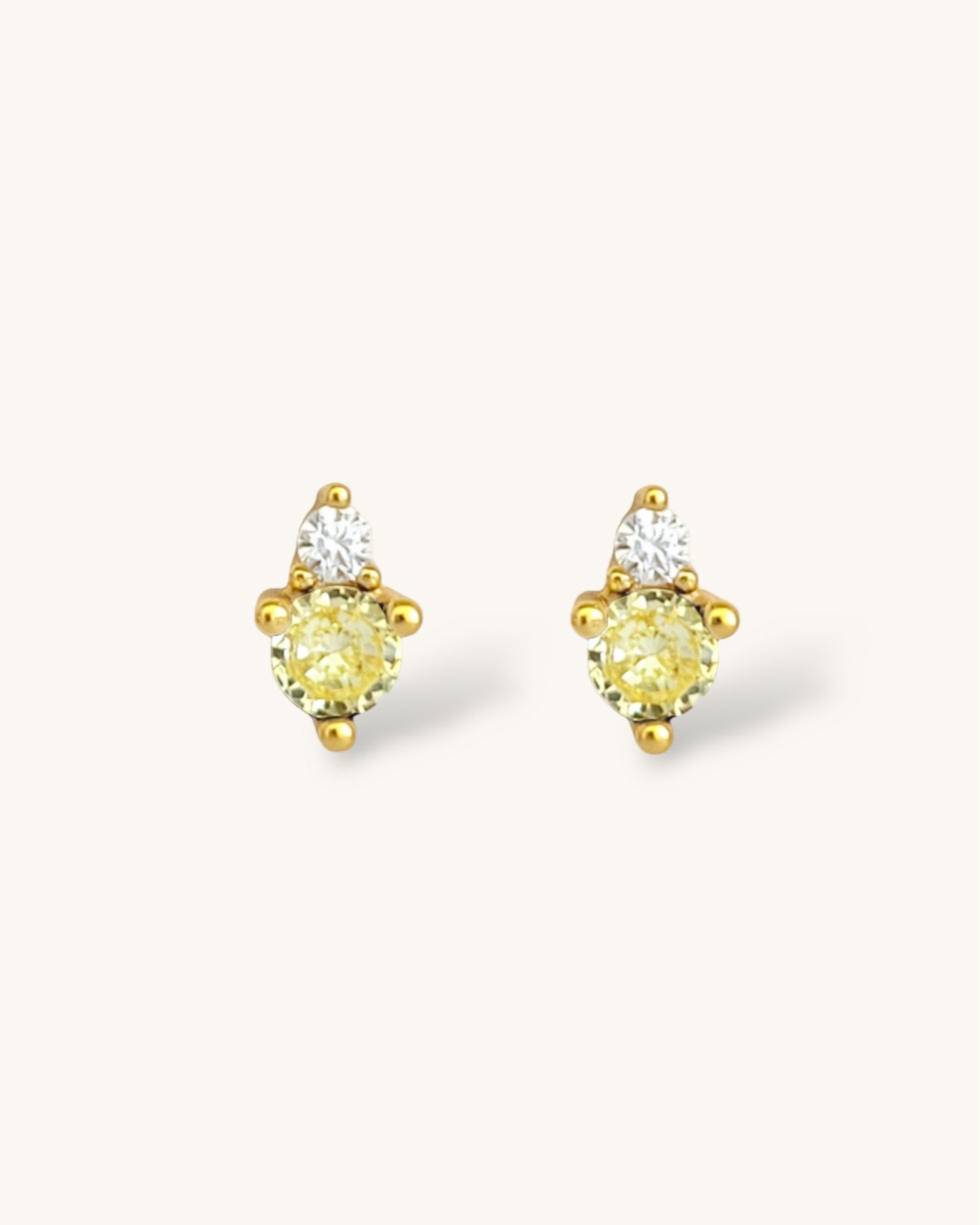 November Birthstone Stud Earrings with Citrine CZ