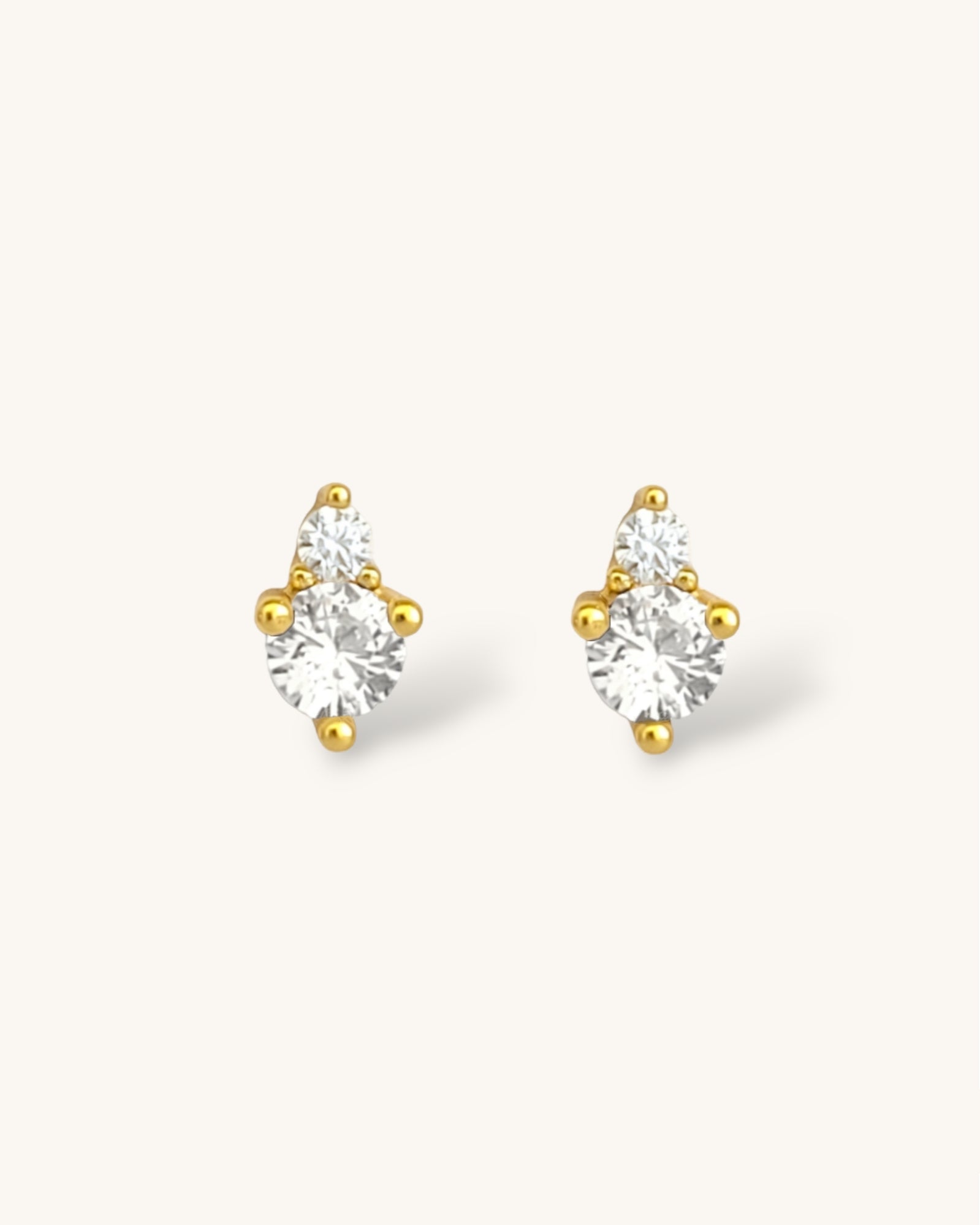White Topaz Birthstone Stud Earrings in 14k Yellow Gold (April) - Pair (TWO  EARRINGS)