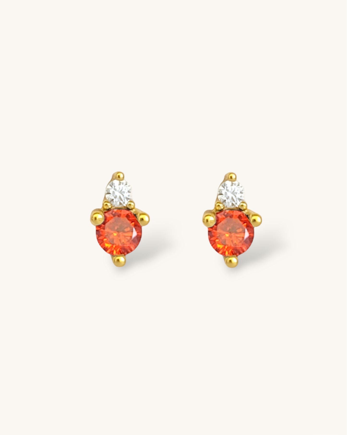 January Birthstone Stud Earrings with Garnet CZ