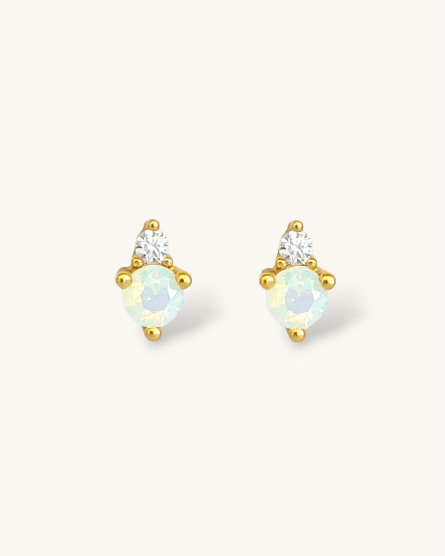 June Birthstone Stud Earrings with Moonstone CZ
