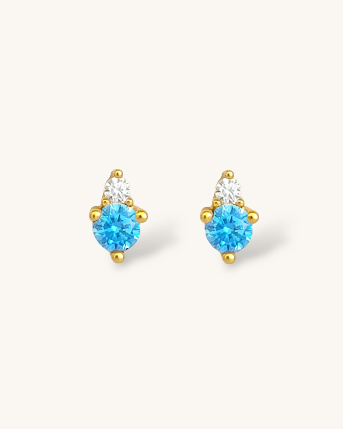 December Birthstone Stud Earrings with Tanzanite CZ