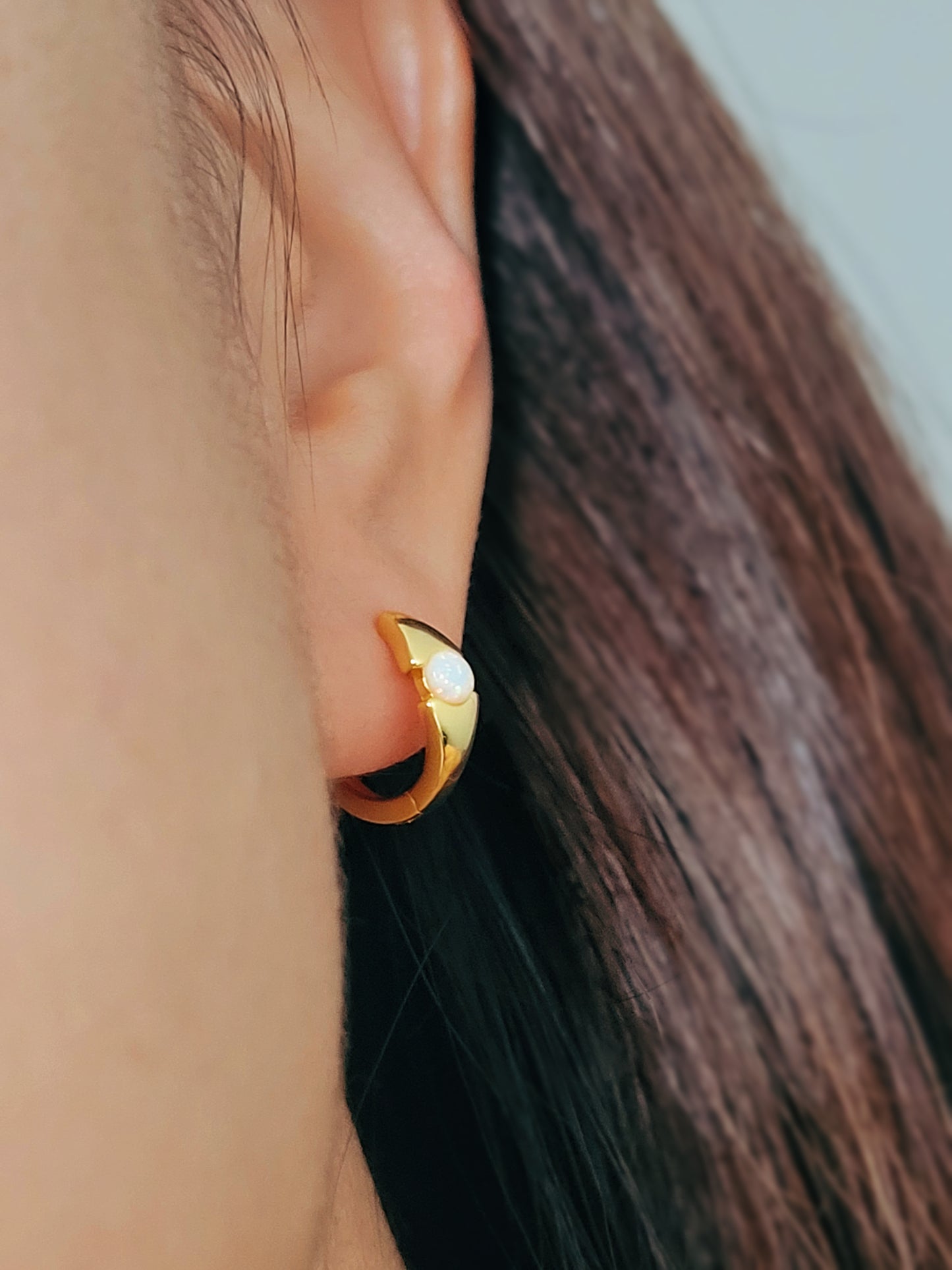 Evil Eye Opal Hoop Earrings