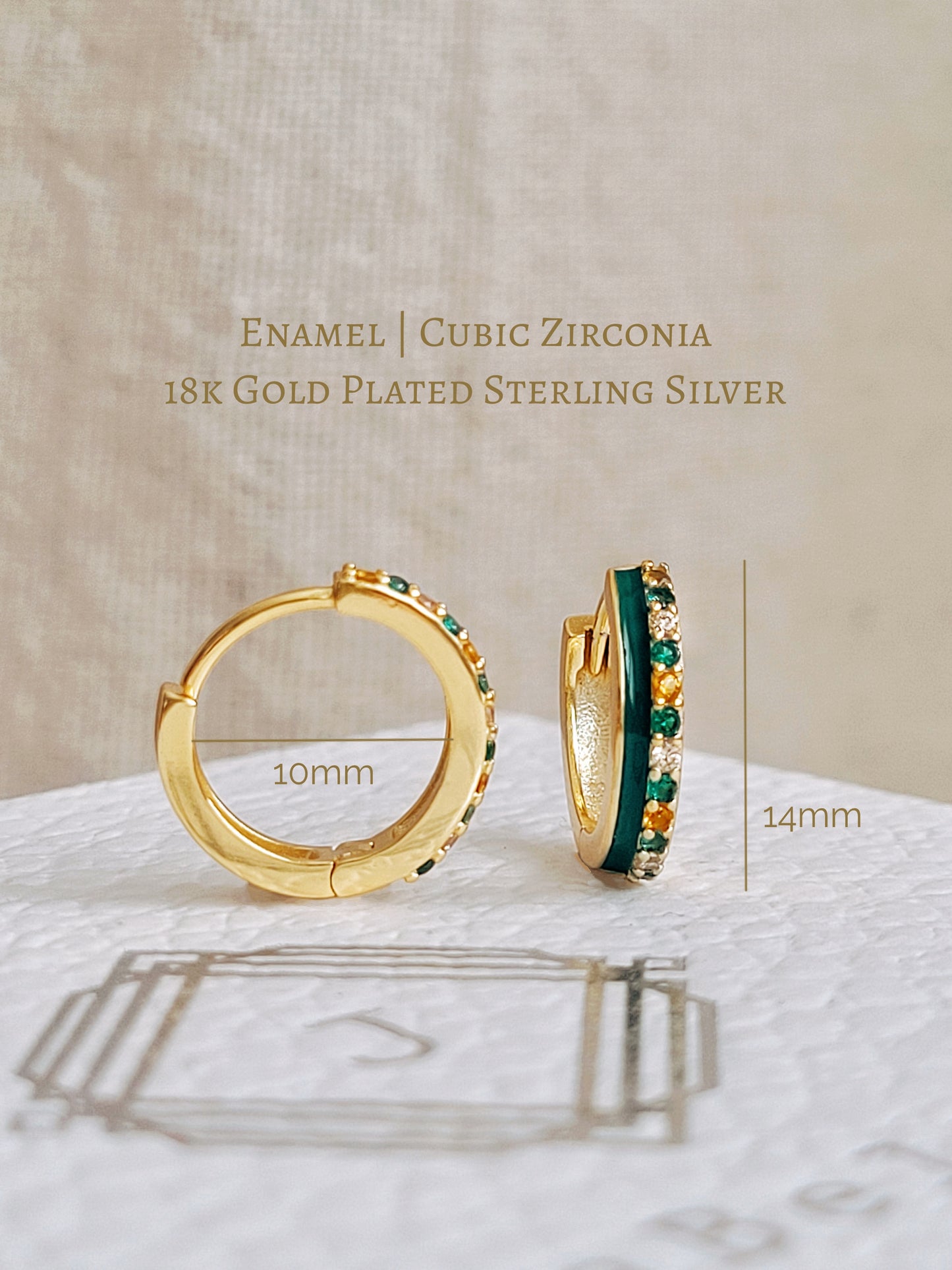 Emerald Green Enamel Hoop Earrings