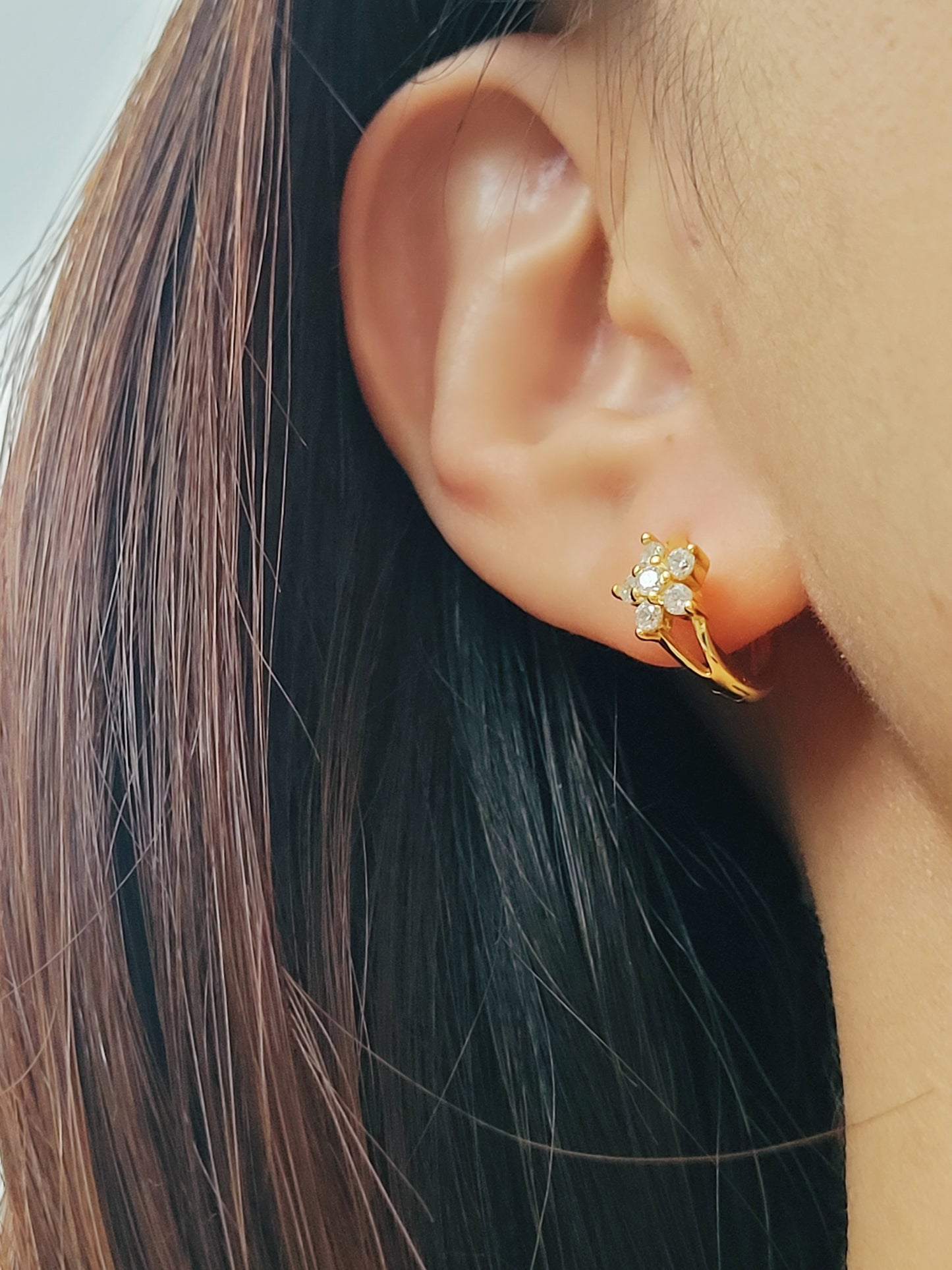Flower Huggie Hoops