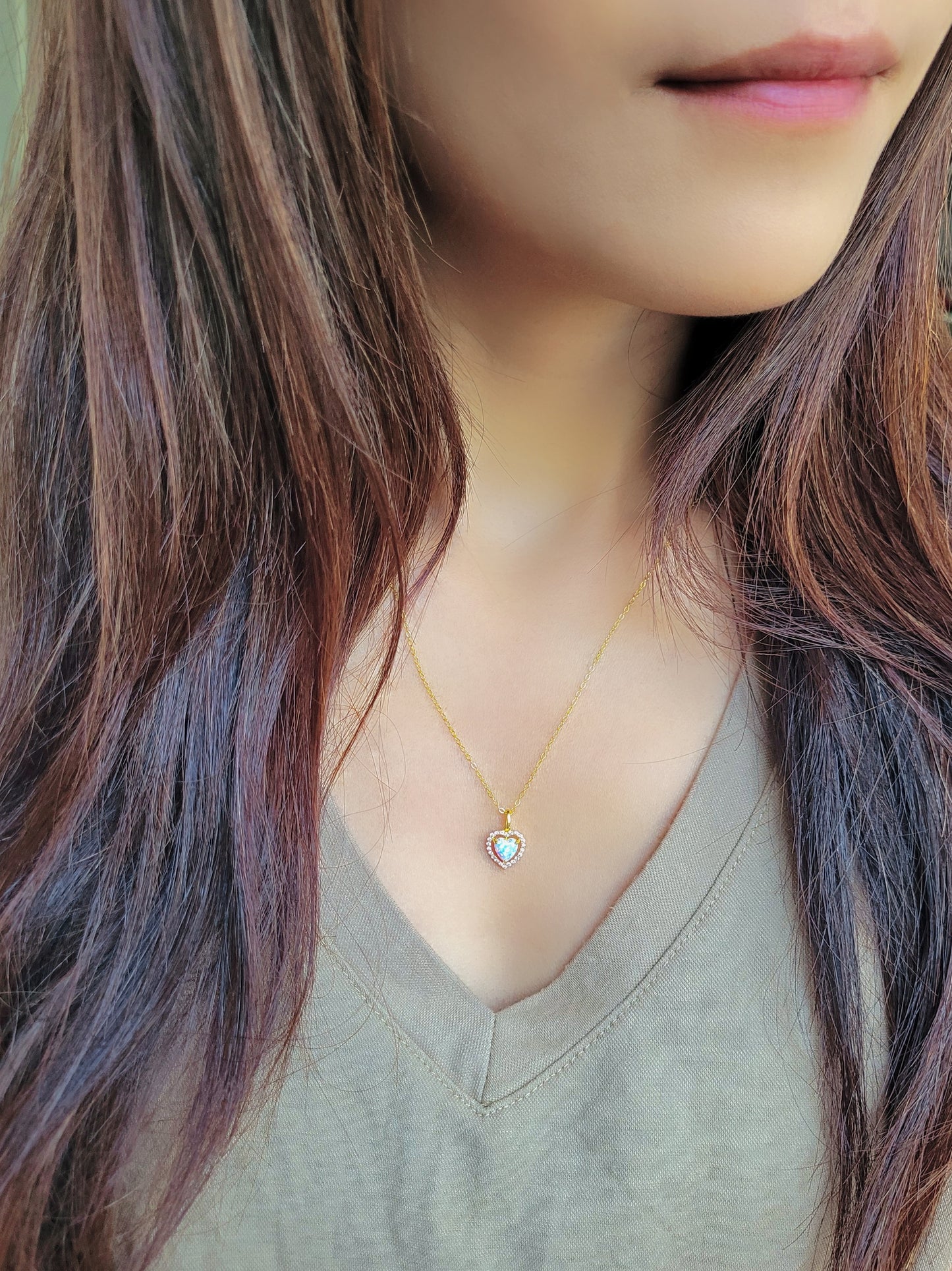 Dainty Heart Opal Necklace