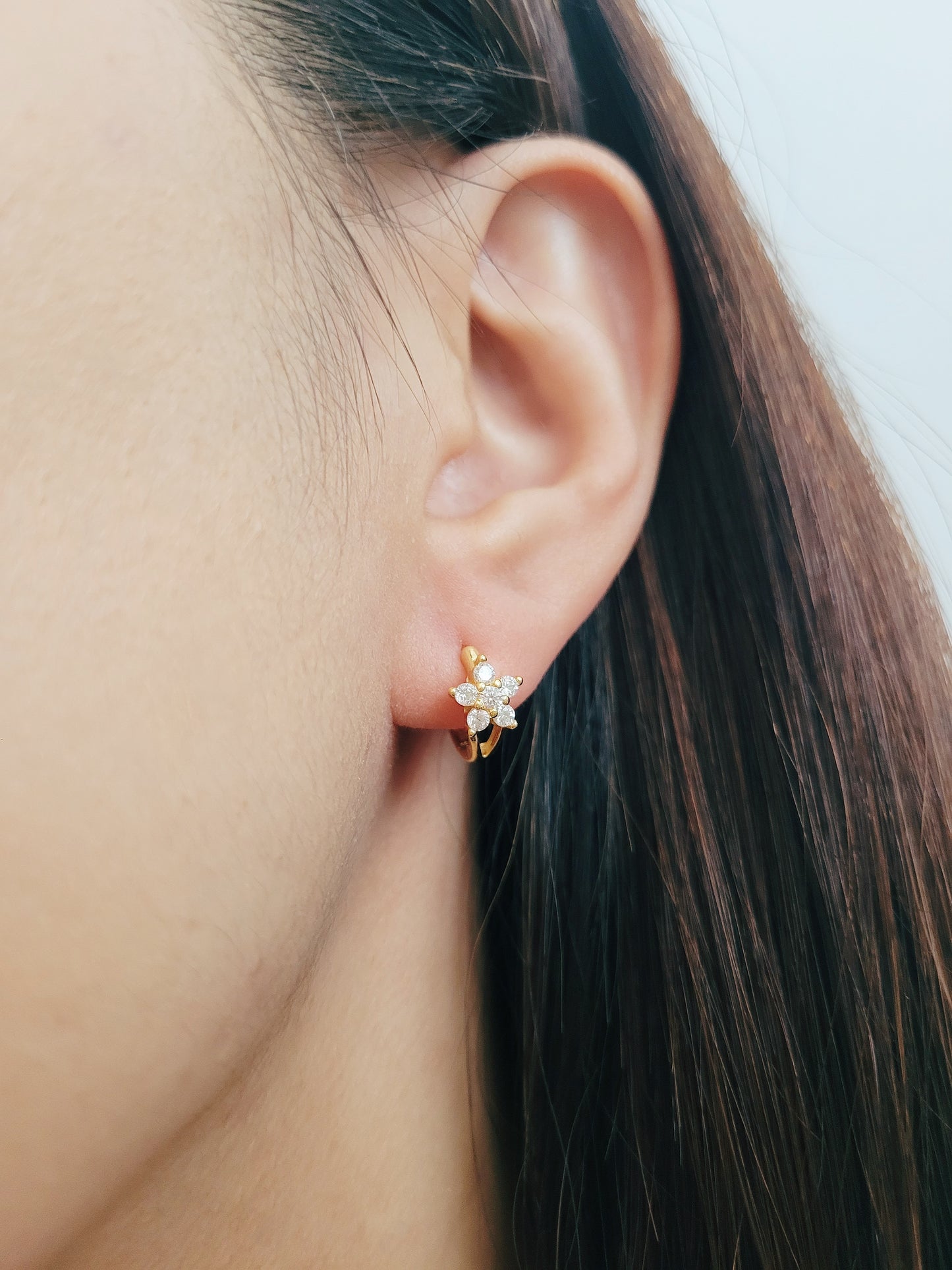Flower Huggie Hoops