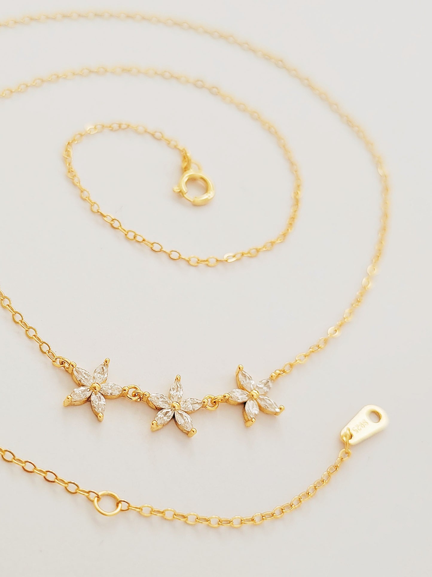 Triple Marquise Flower Necklace