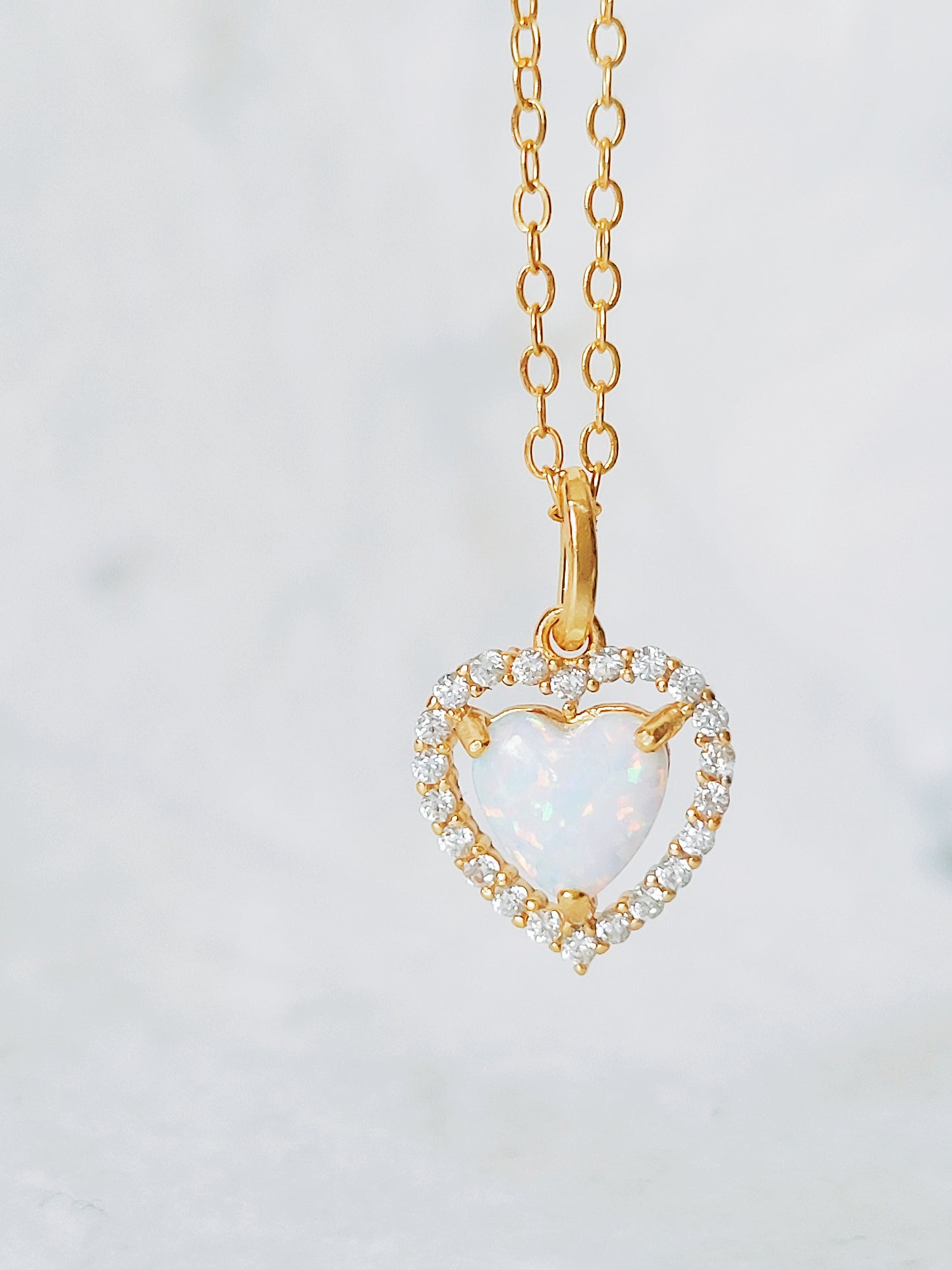 Dainty Heart Opal Necklace