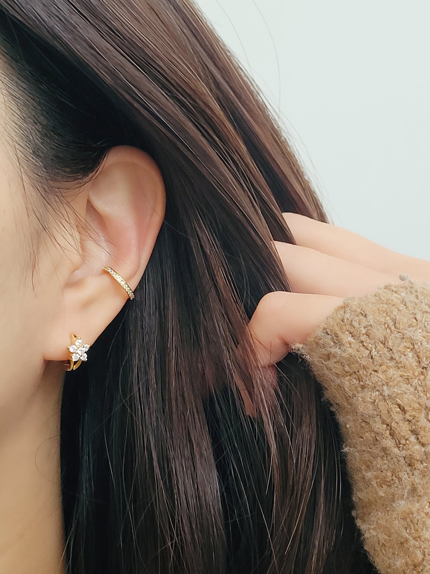 Flower Huggie Hoops