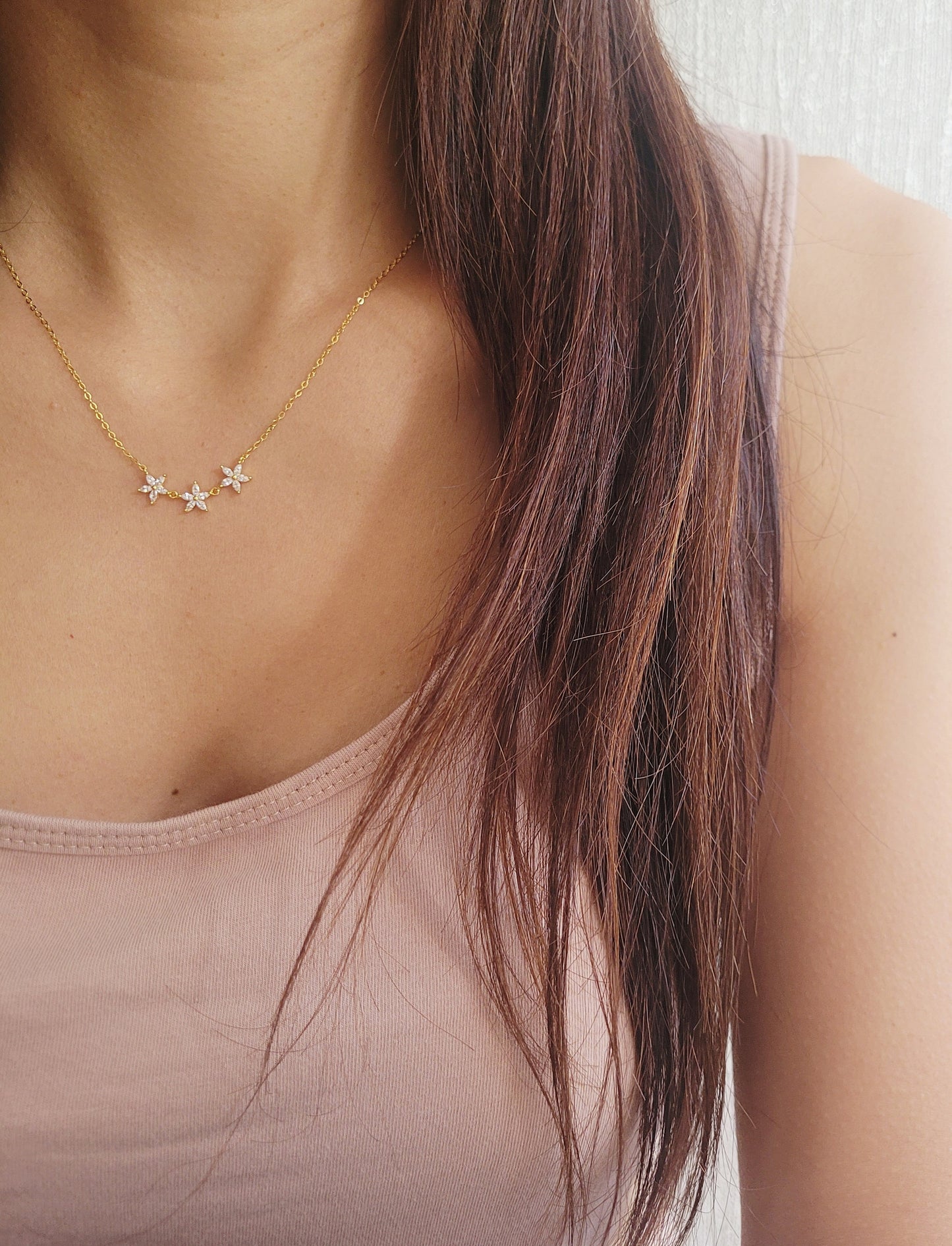 Triple Marquise Flower Necklace