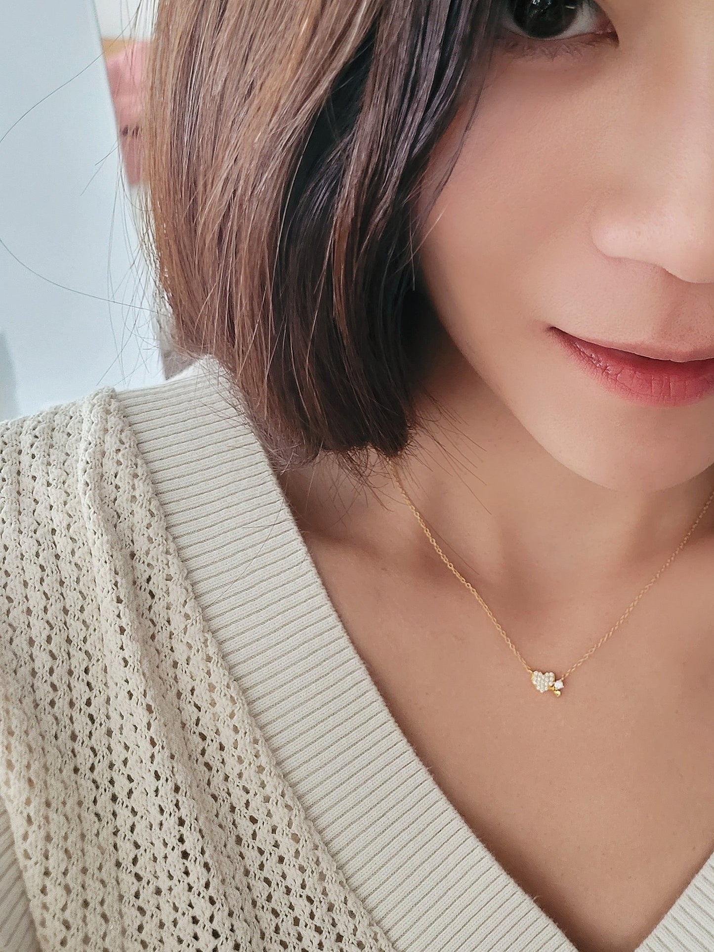 Dainty Tiny Gold Heart Charm Necklace