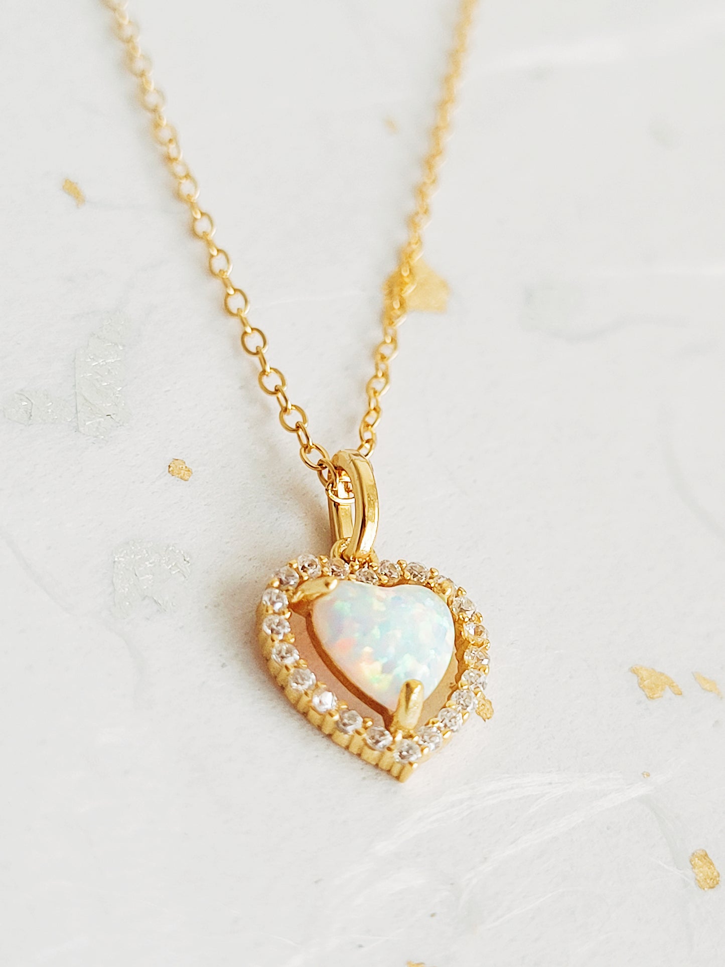 Dainty Heart Opal Necklace