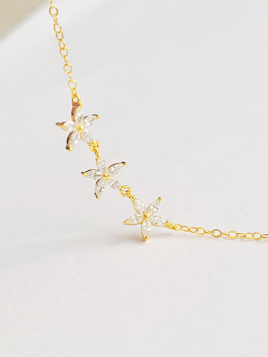 Triple Marquise Flower Necklace