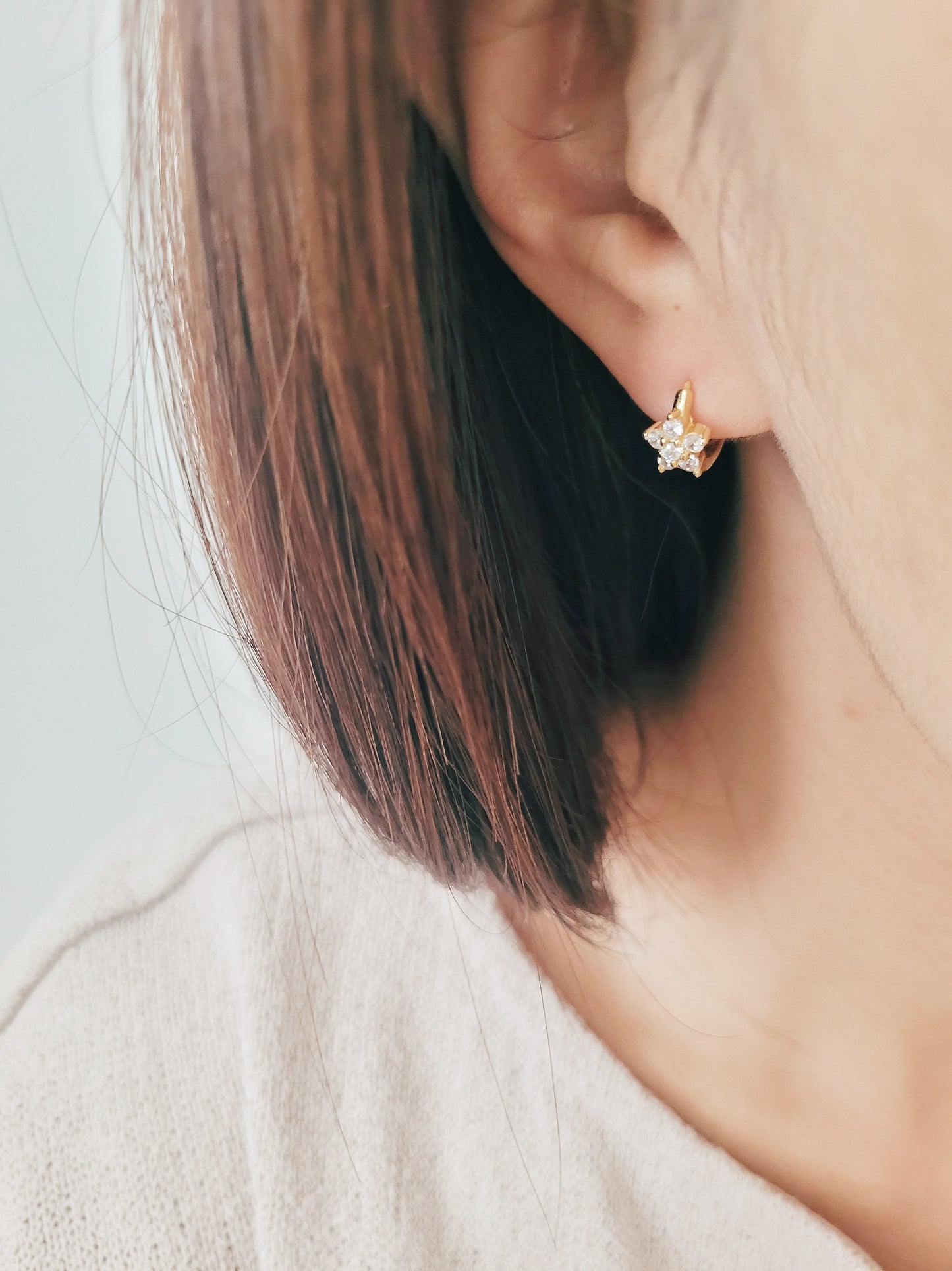 Flower Huggie Hoops