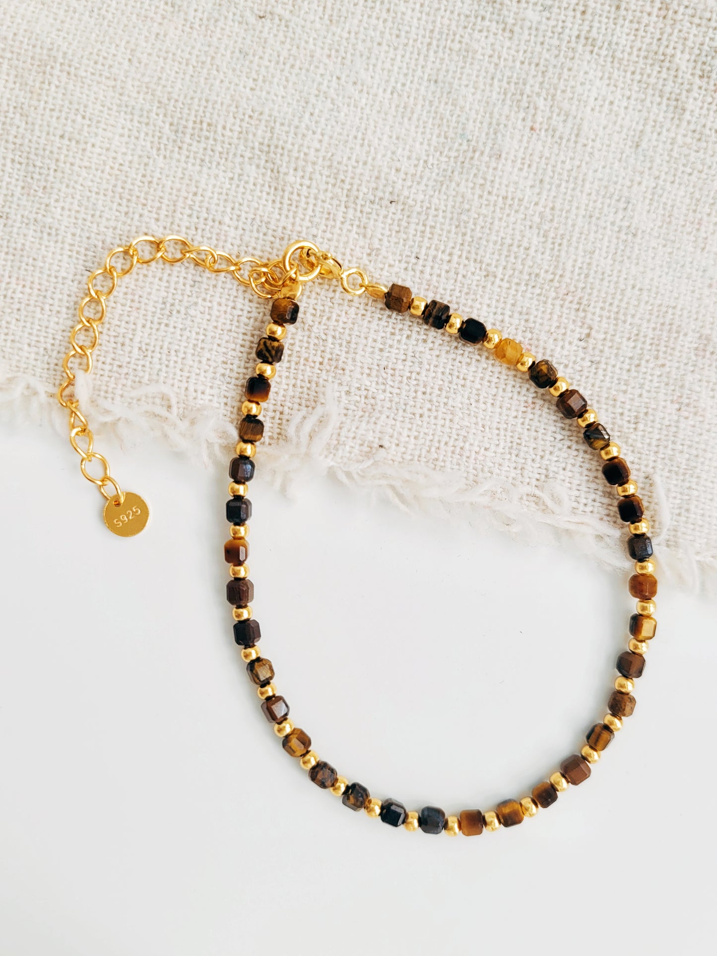 Earthy gold and brown bracelet handmade in the UK