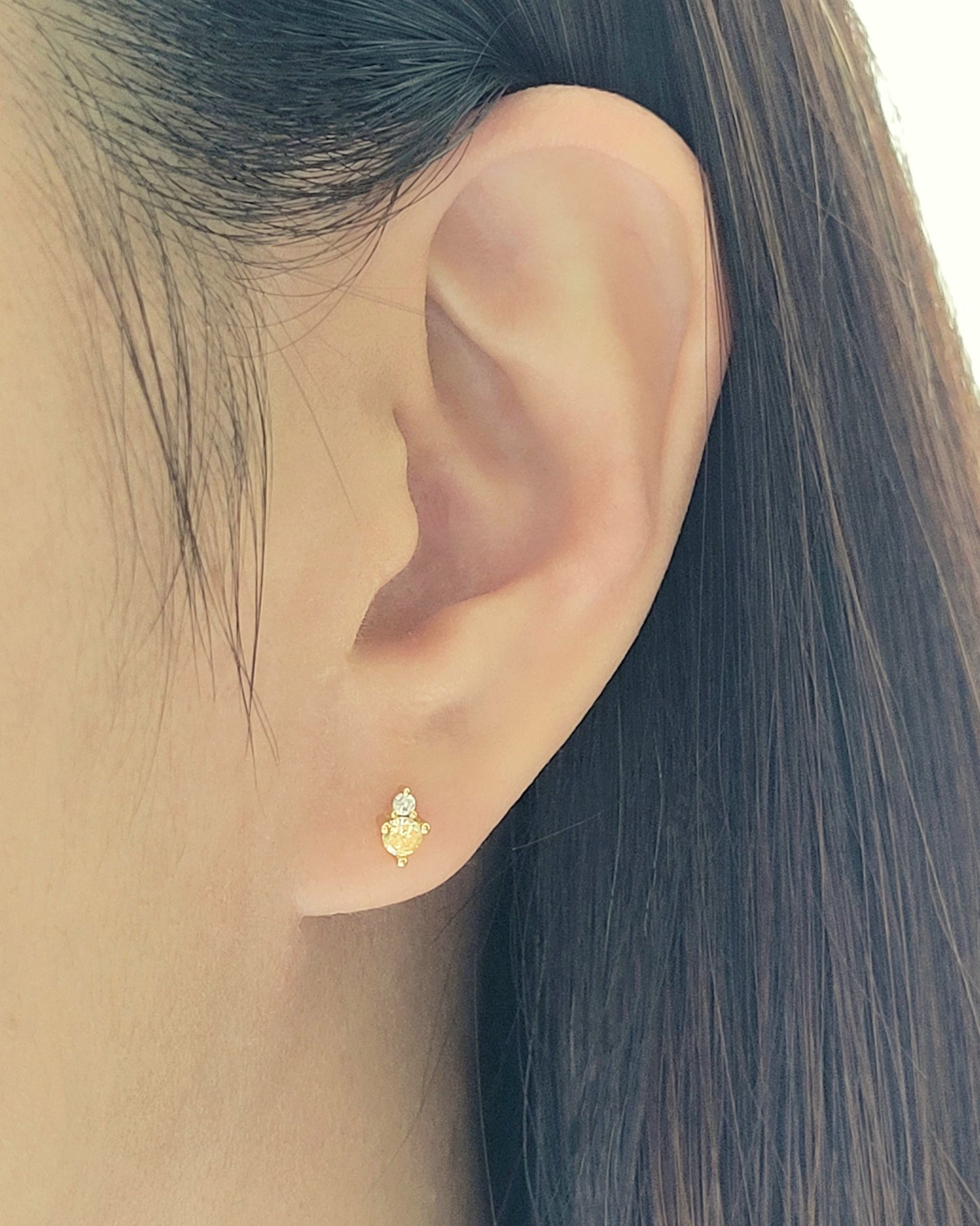 November Birthstone Stud Earrings with Citrine CZ