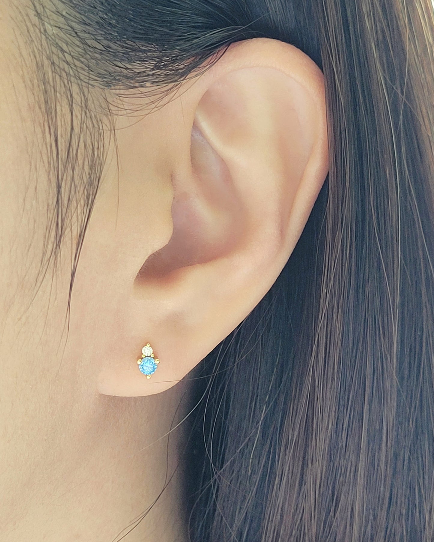 December Birthstone Stud Earrings with Tanzanite CZ