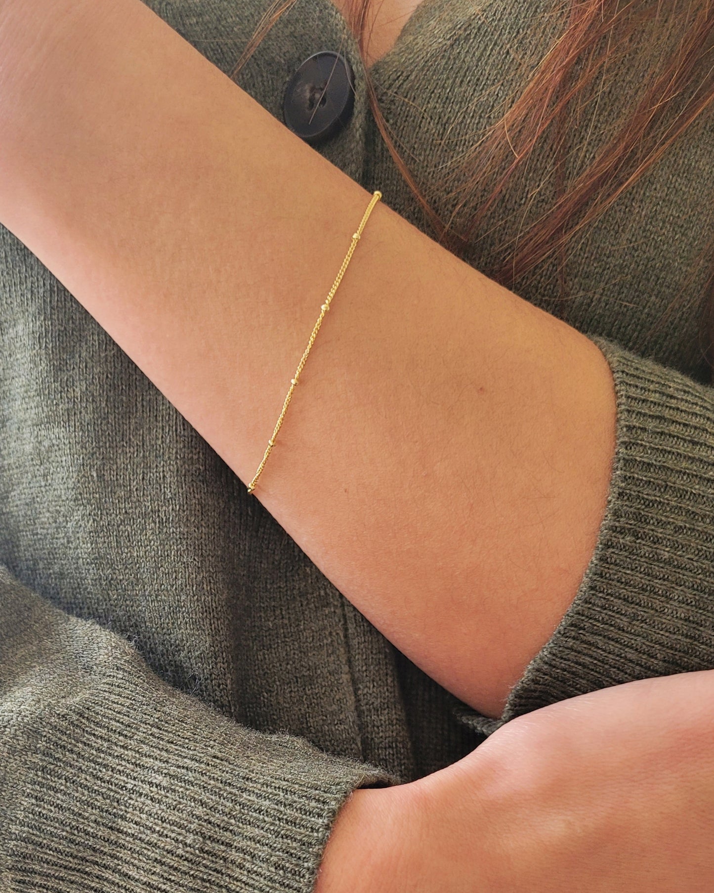 gold plated beaded bracelet uk