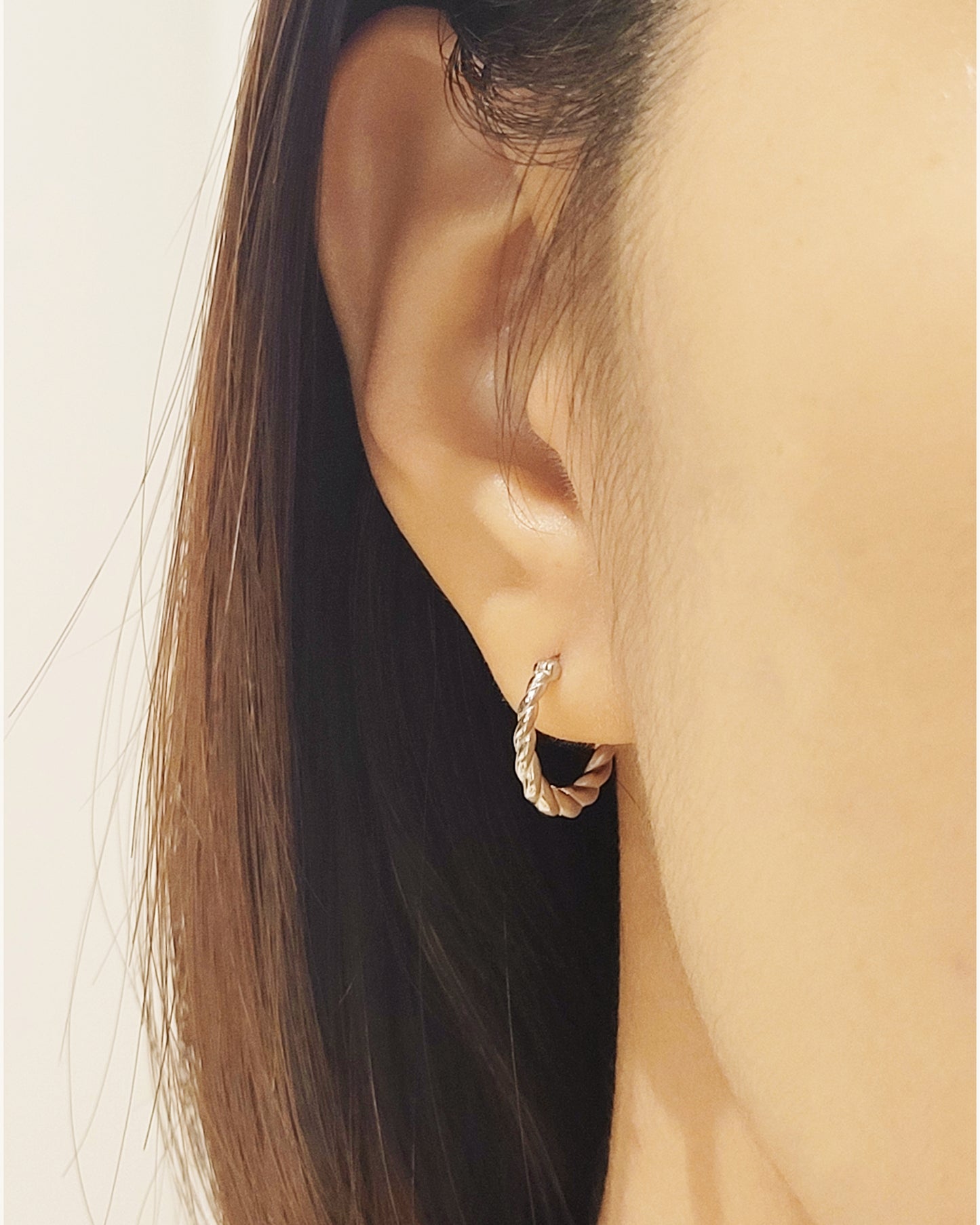 Silver Twisting Hoops