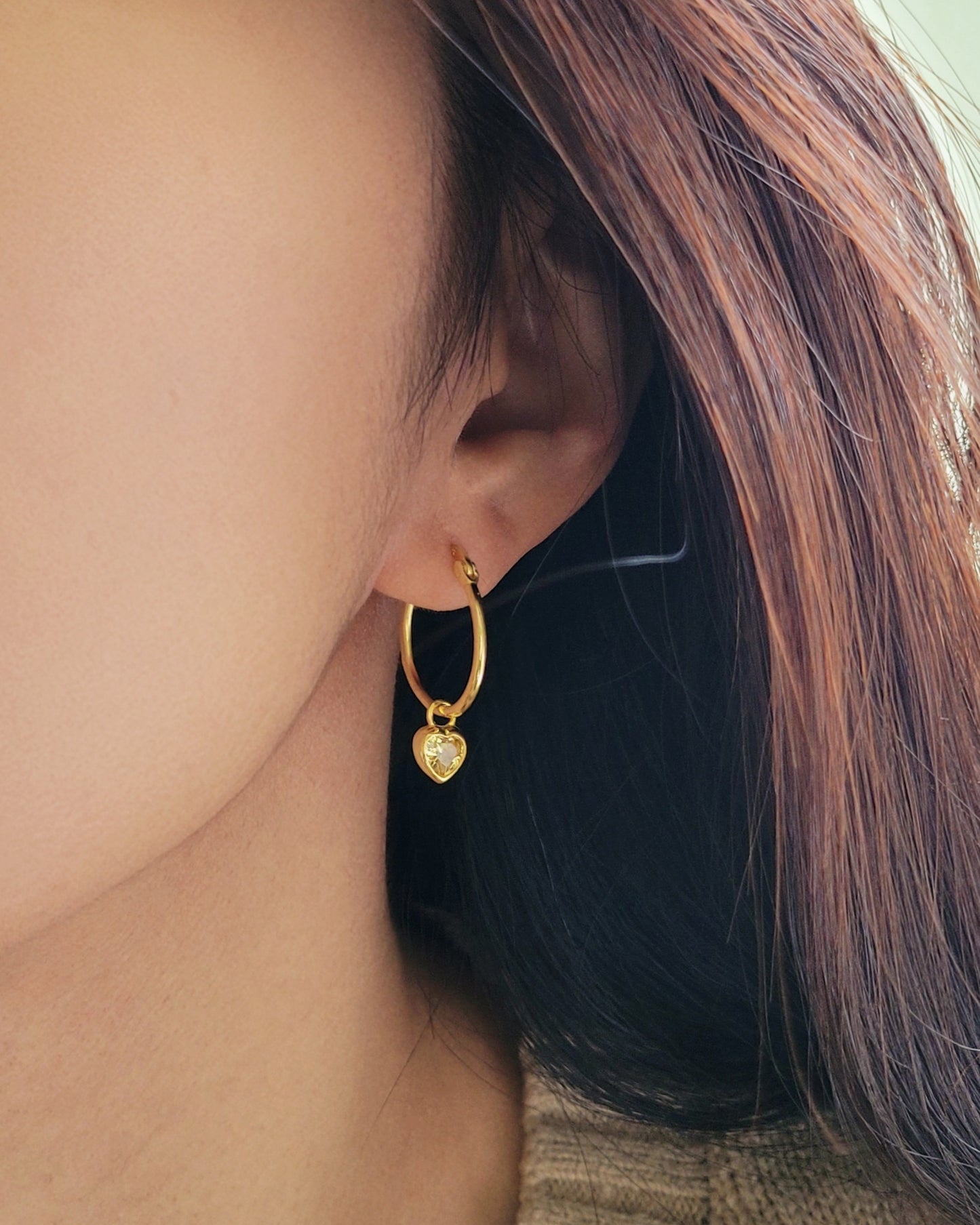 heart hoop earrings topaz