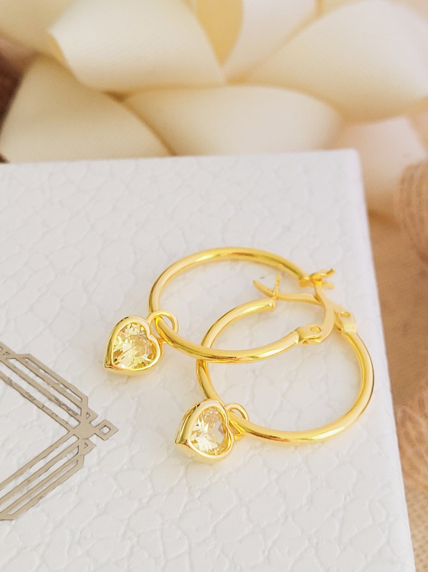 heart hoop earrings topaz