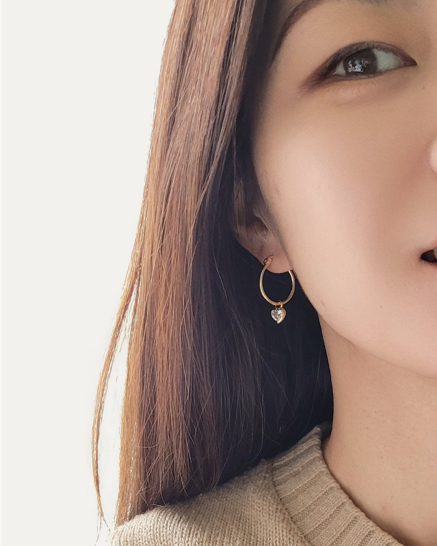 Crystal Heart Hoops