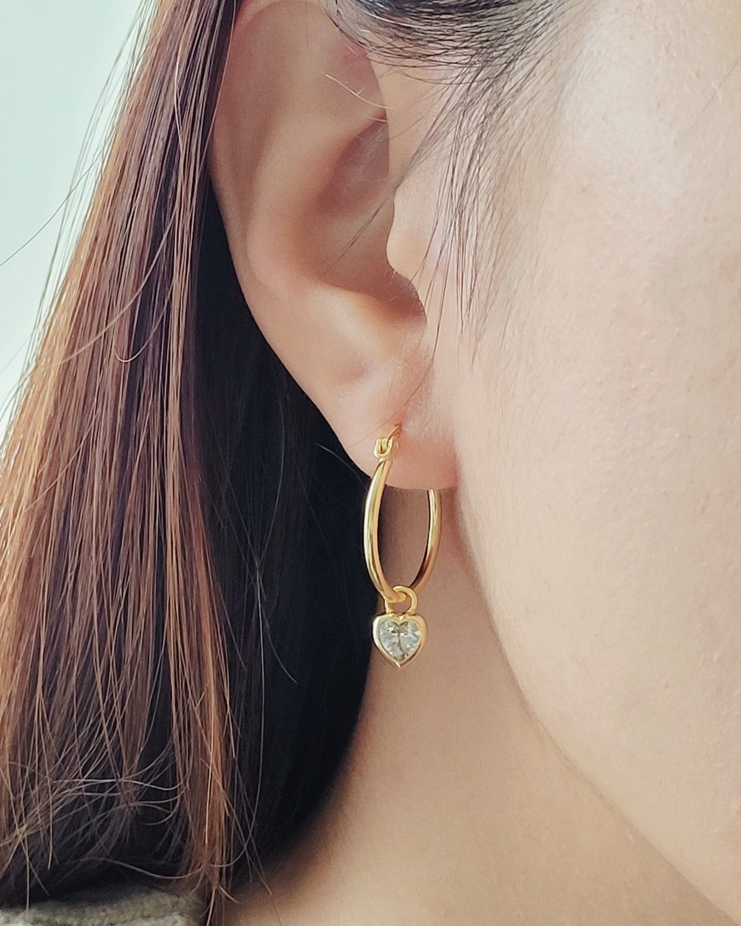 Crystal Heart Hoops