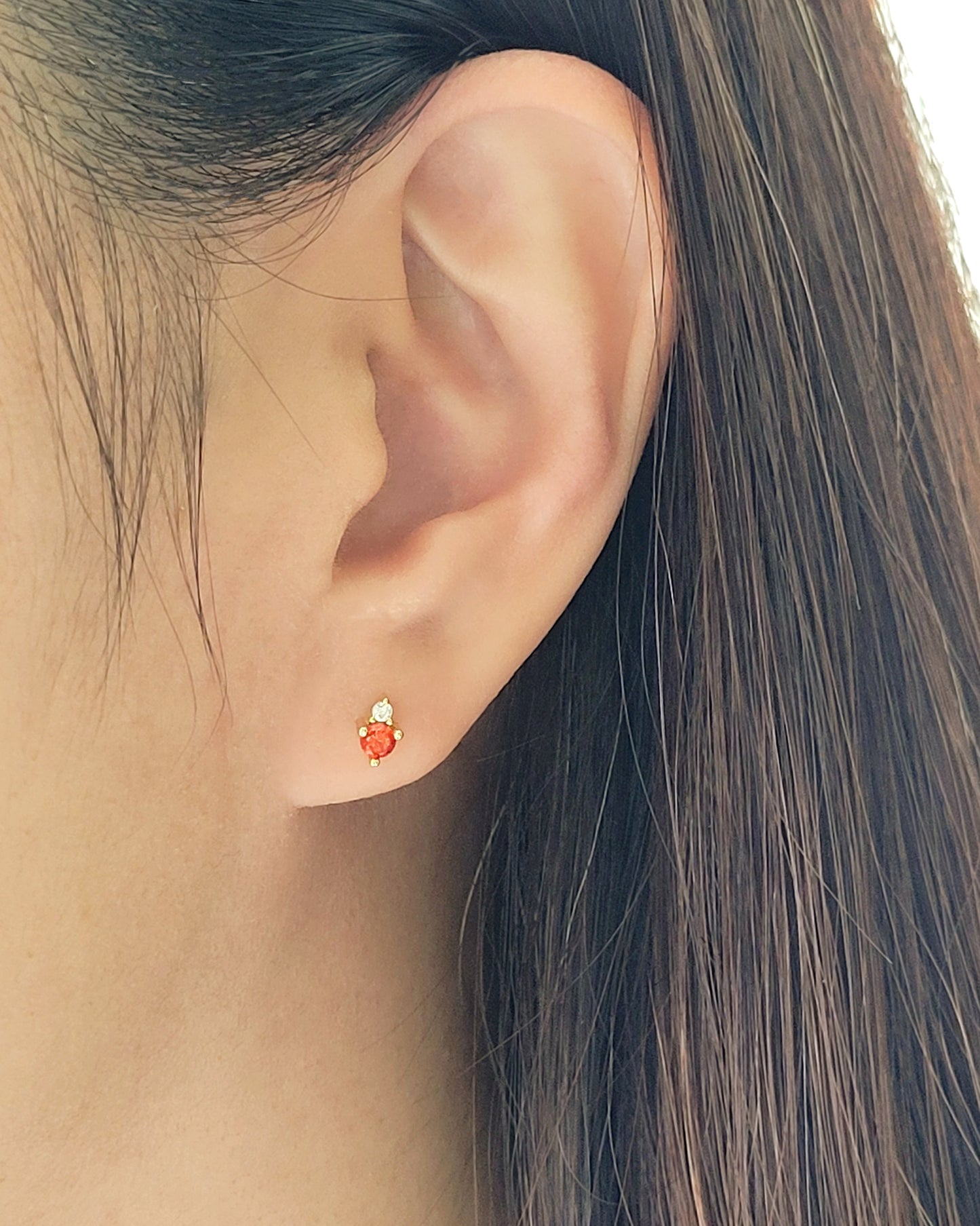 January Birthstone Stud Earrings with Garnet CZ