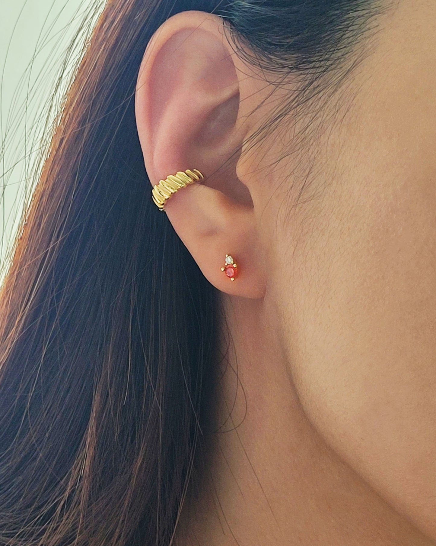 January Birthstone Stud Earrings with Garnet CZ