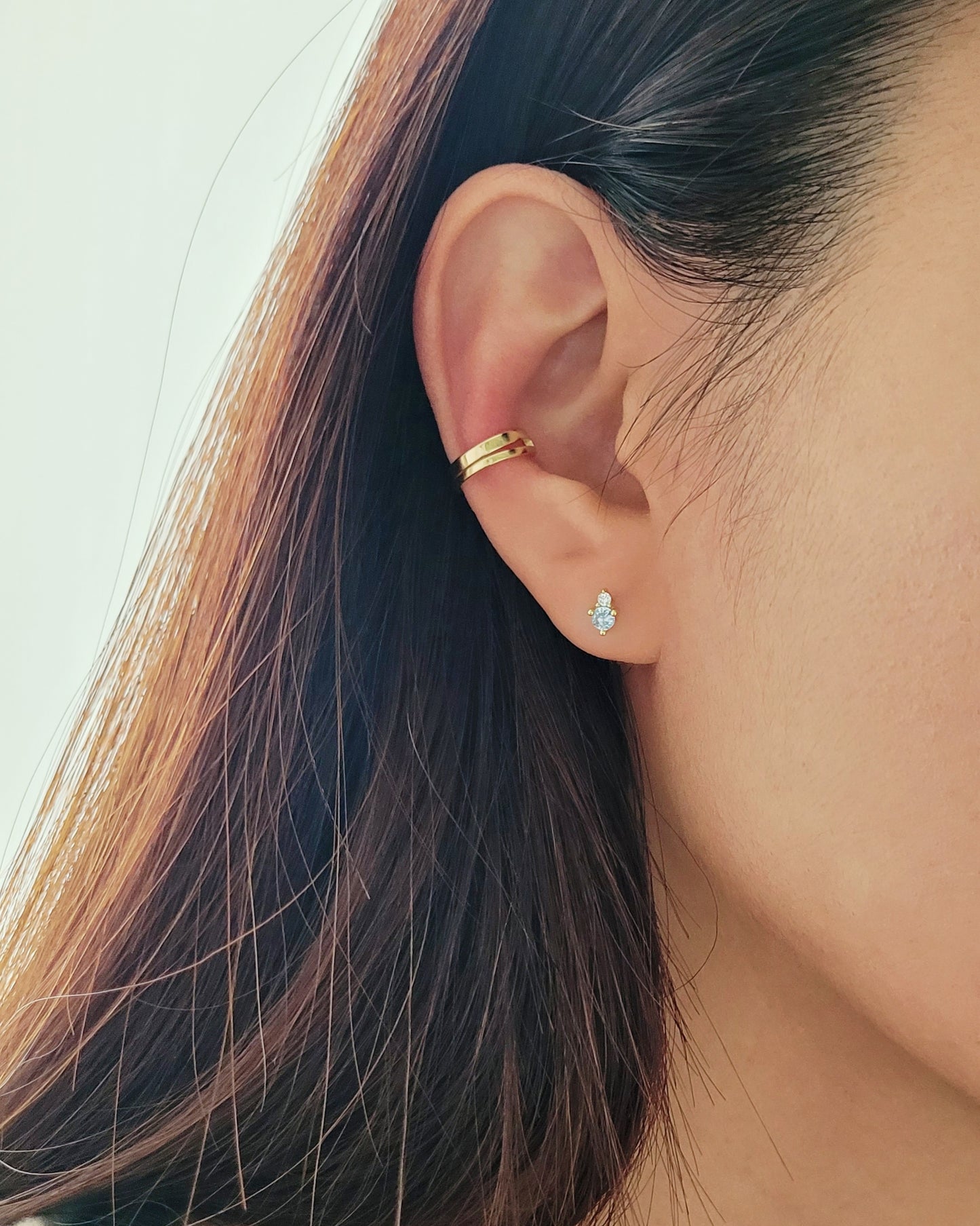 March Birthstone Stud Earrings with Aquamarine CZ