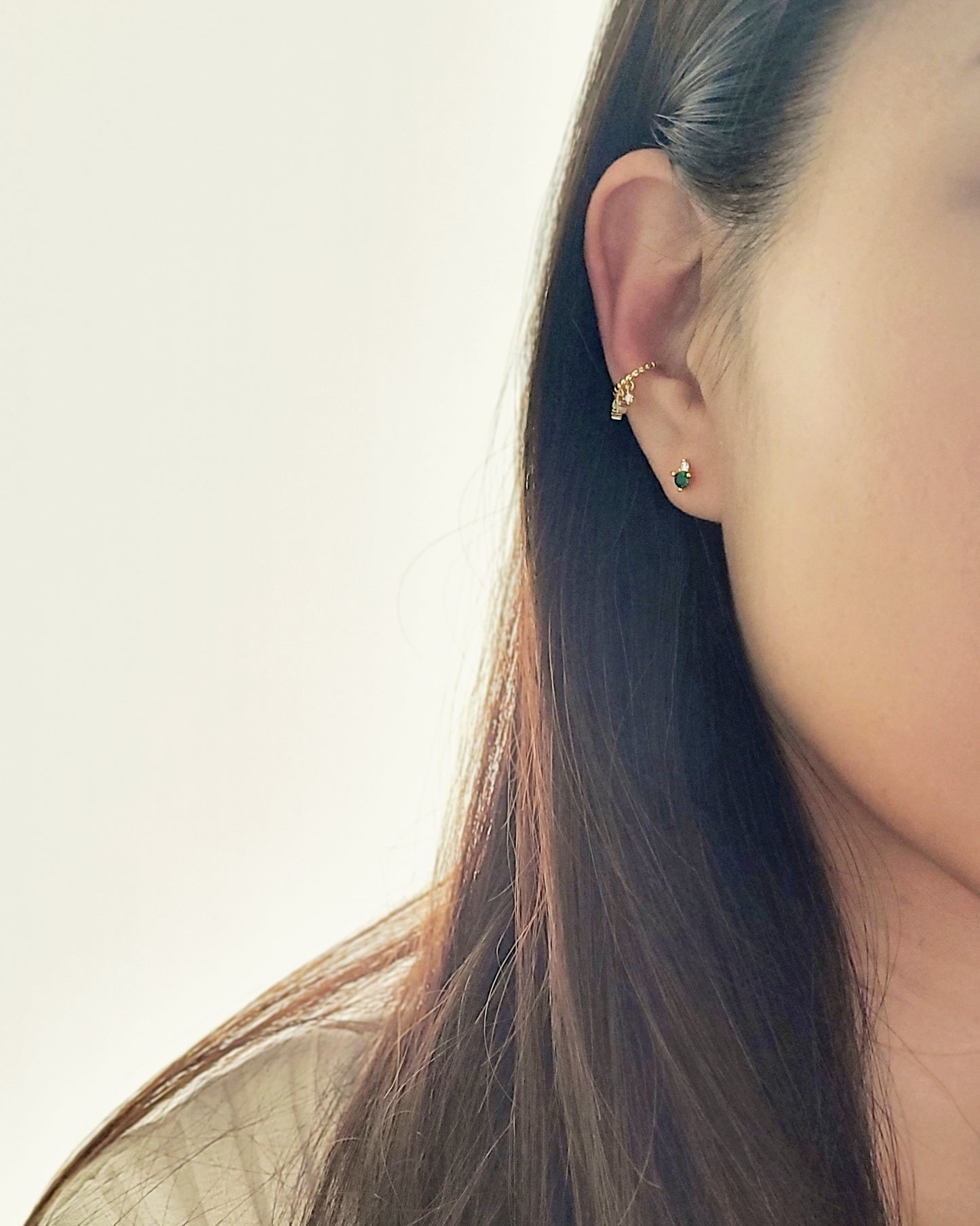 May Birthstone Stud Earrings with Emerald CZ