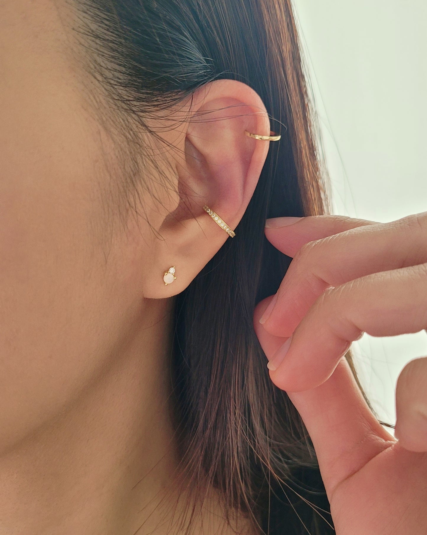 June Birthstone Stud Earrings with Moonstone CZ