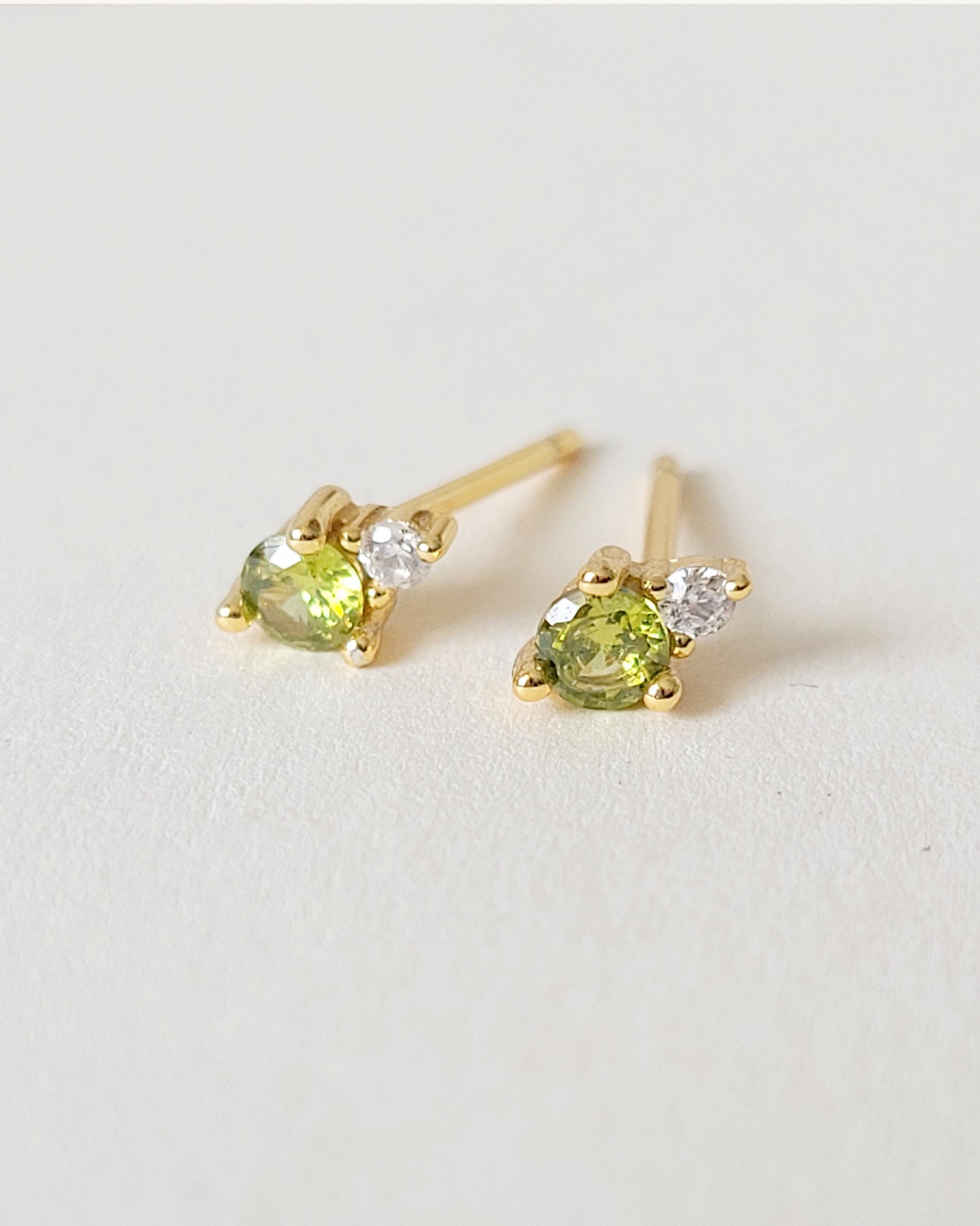 sterling silver with 18ct gold plated august birthstone stud earrings