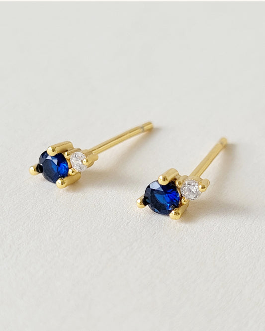 September Birthstone Stud Earrings with Sapphire CZ