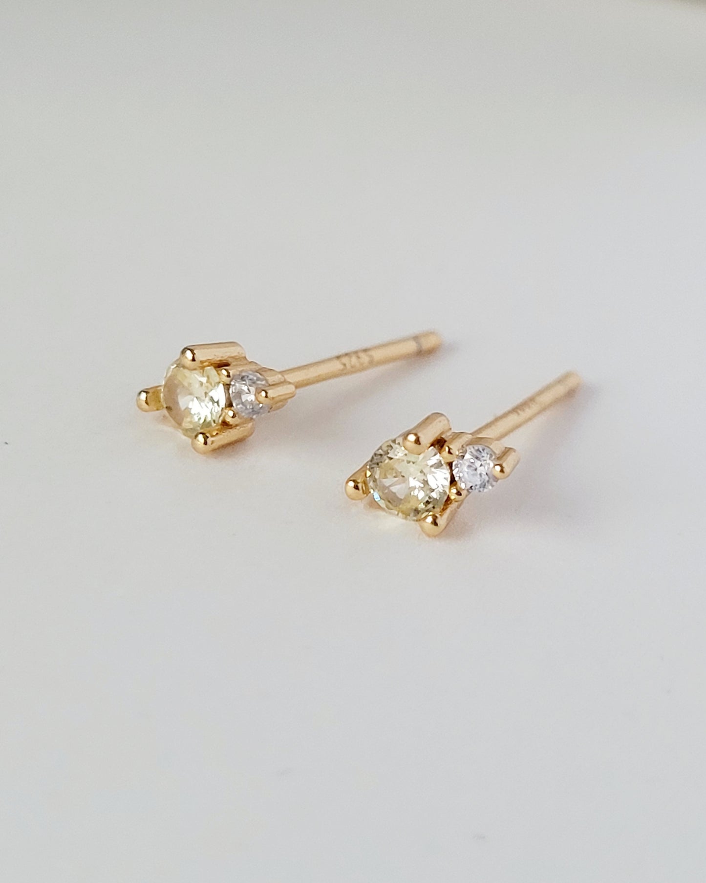 November Birthstone Stud Earrings with Citrine CZ