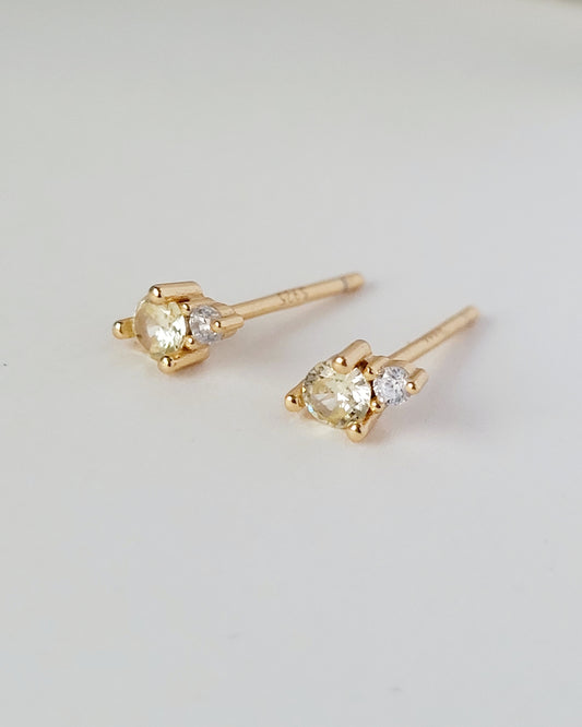 November Birthstone Stud Earrings with Citrine CZ