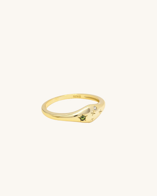 Leo jewellery constellation ring with zodiac stone