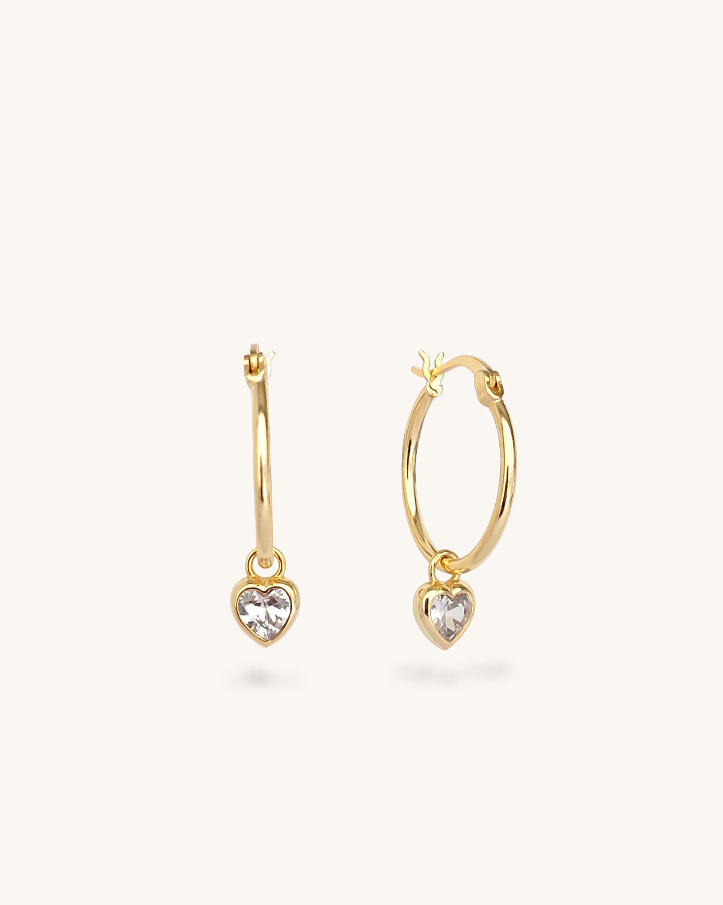 Crystal Heart Hoops