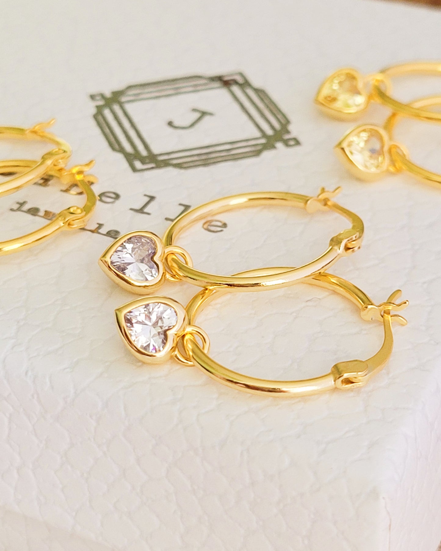Crystal Heart Hoops