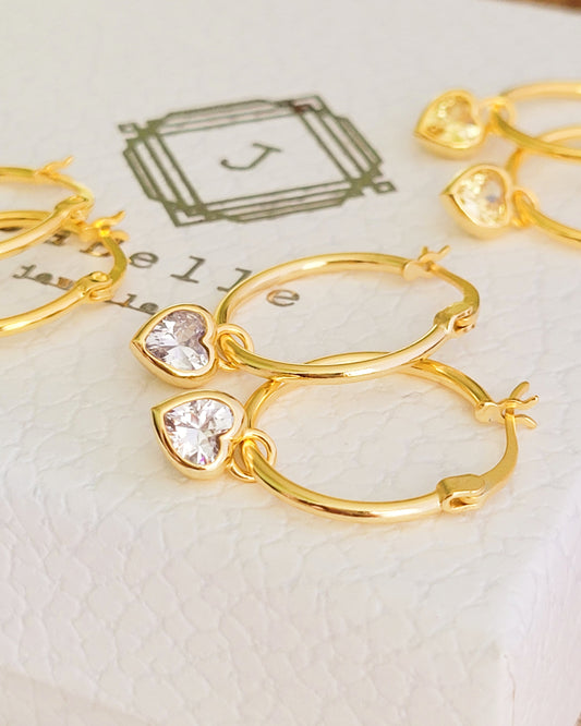 Crystal Heart Hoops
