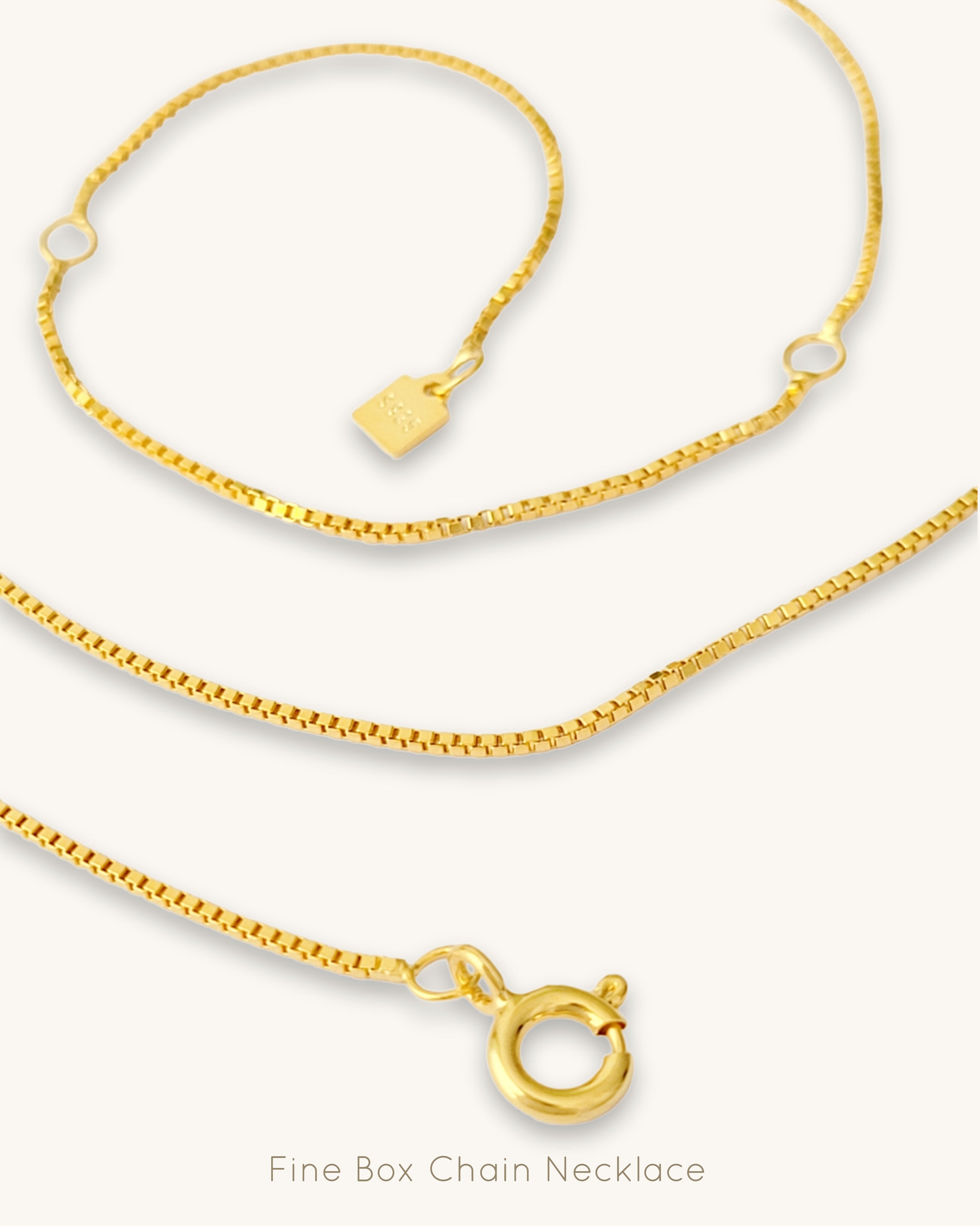 Gold Fine Box Chain Necklace