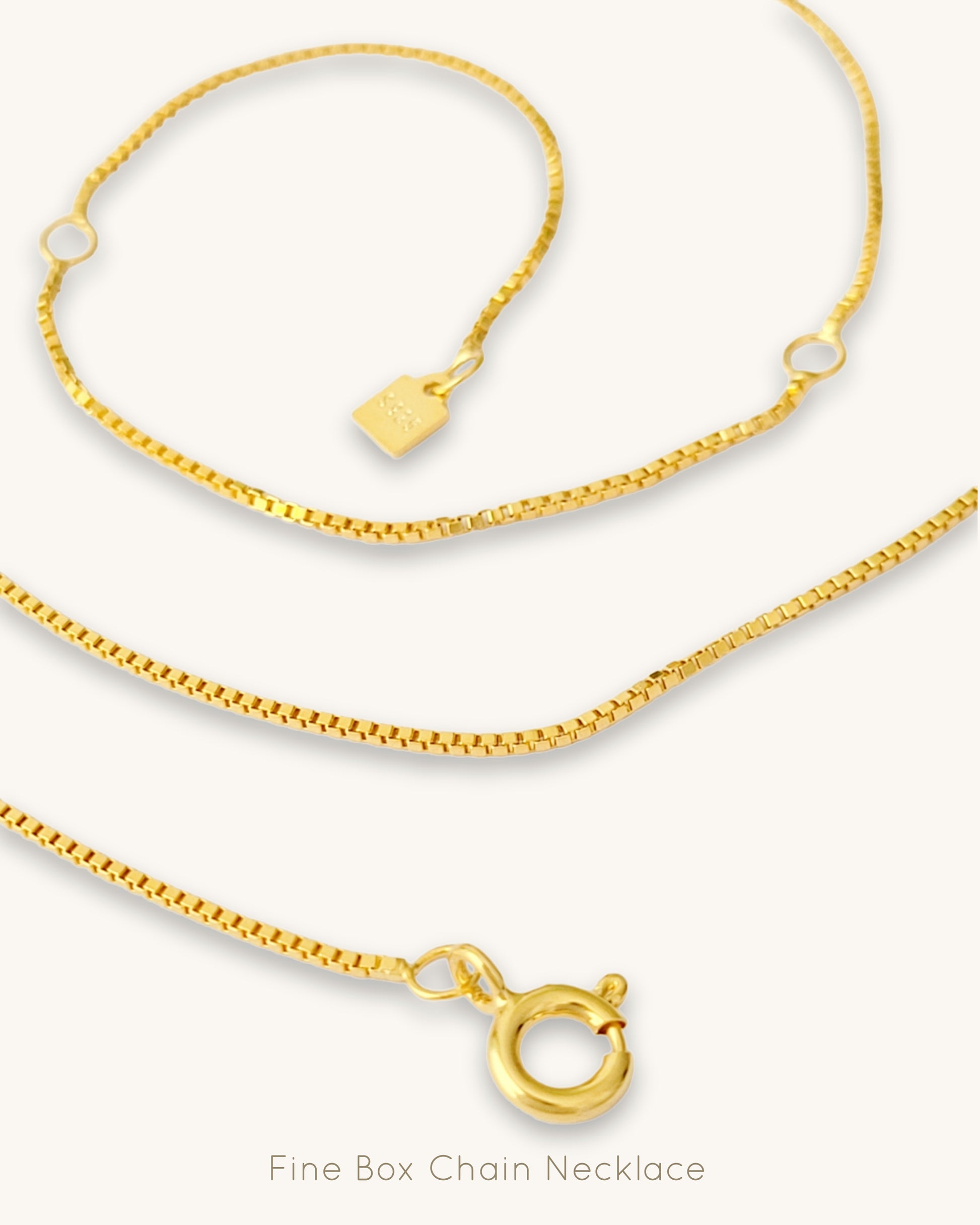 Gold Fine Box Chain Necklace