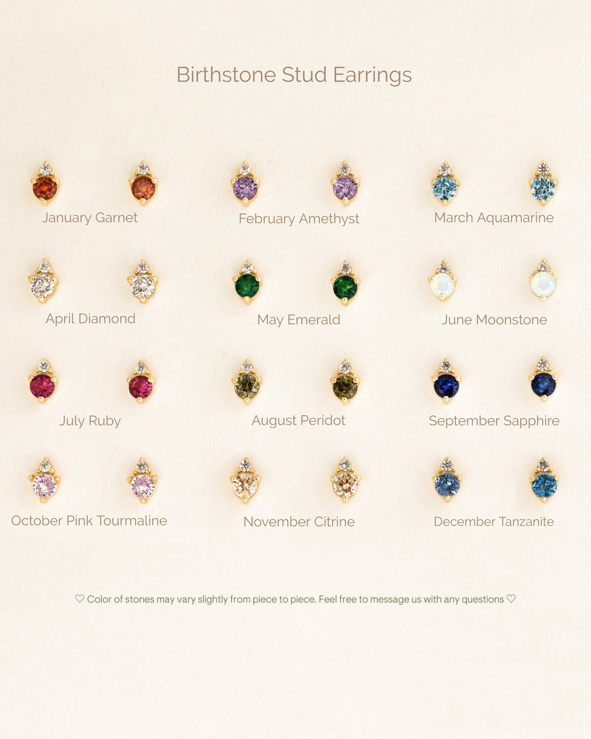 sterling silver gold plated Birthstone earrings